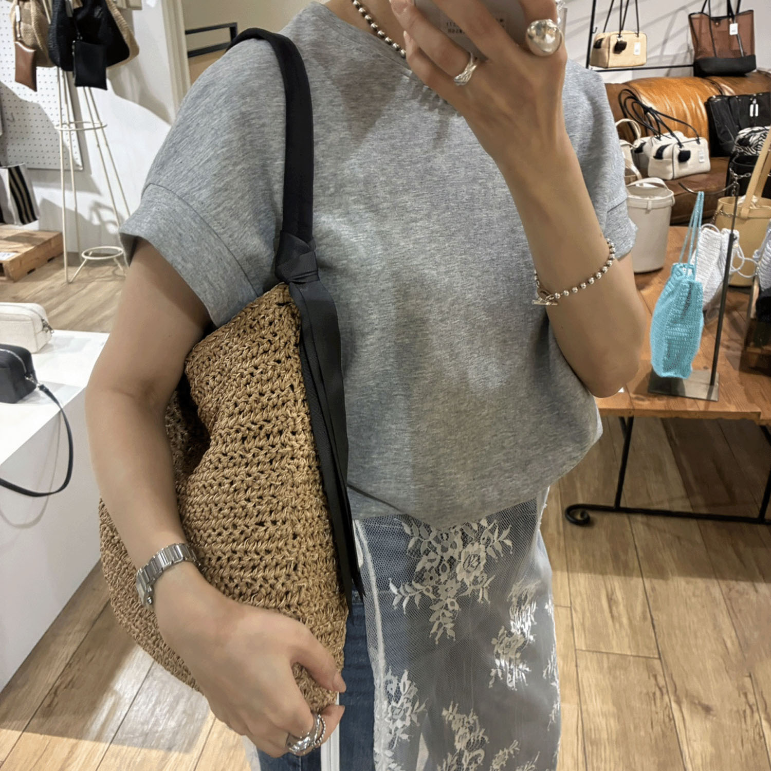 cachecache 下がりグログラン地柄編みトート - 画像4