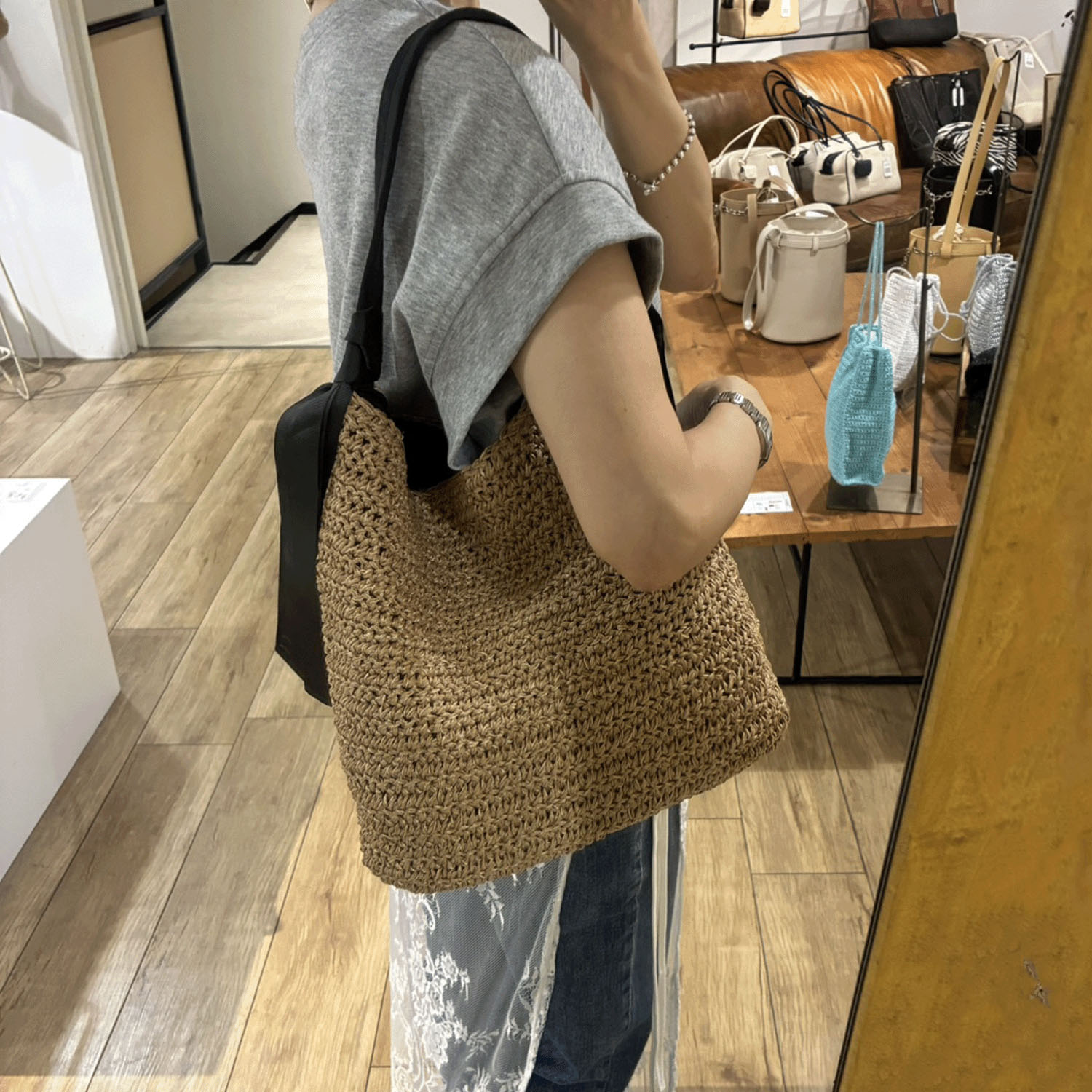 cachecache 下がりグログラン地柄編みトート - 画像5