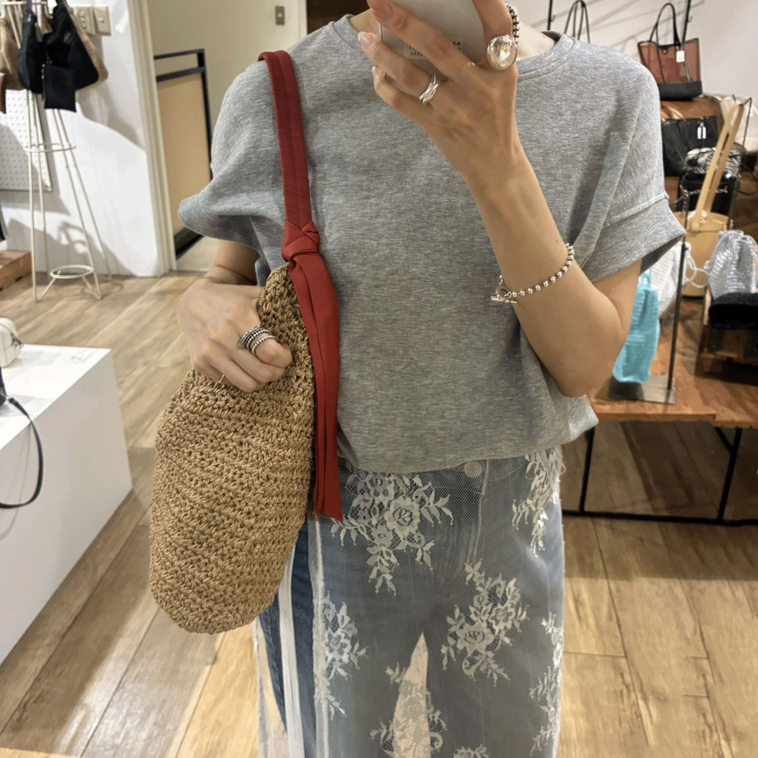 cachecache 下がりグログラン地柄編みトート - 画像7