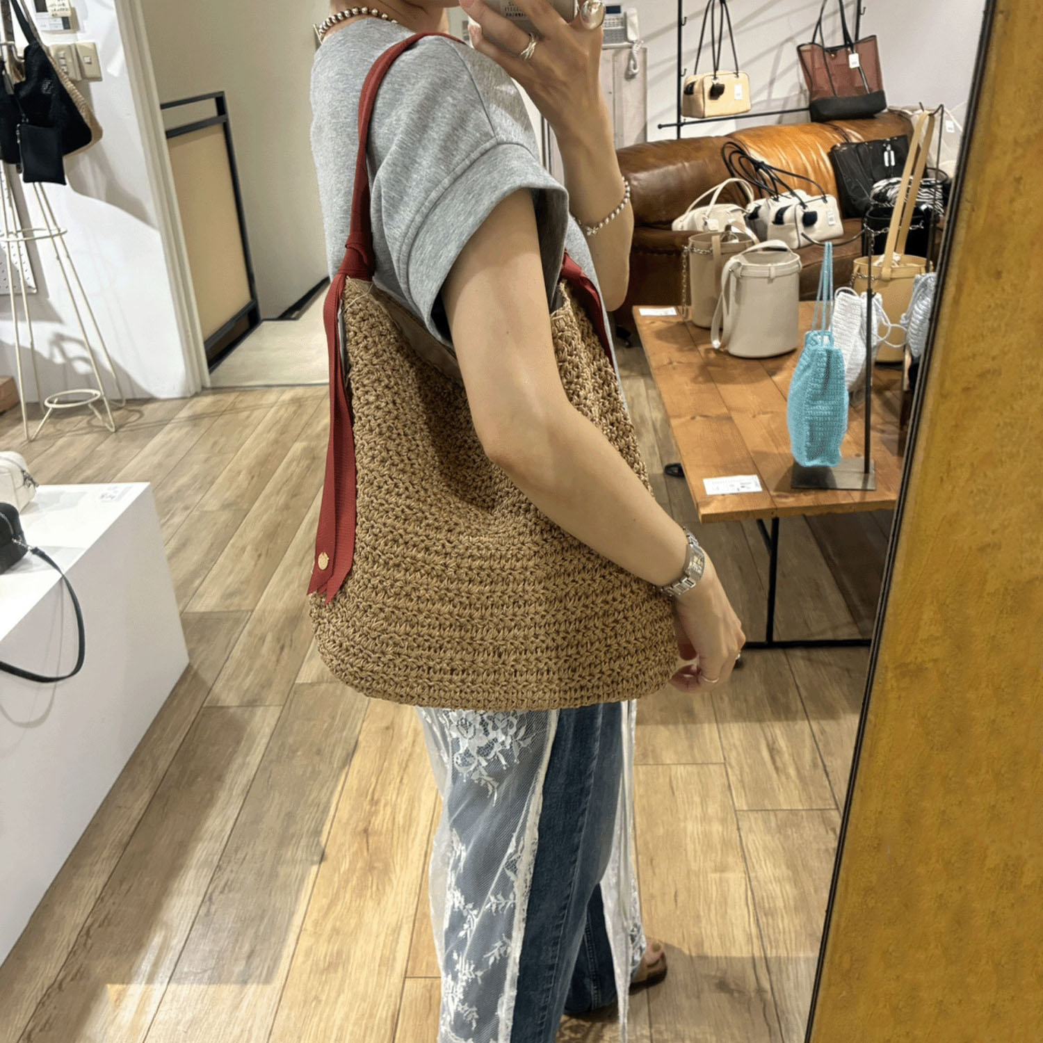 cachecache 下がりグログラン地柄編みトート - 画像8