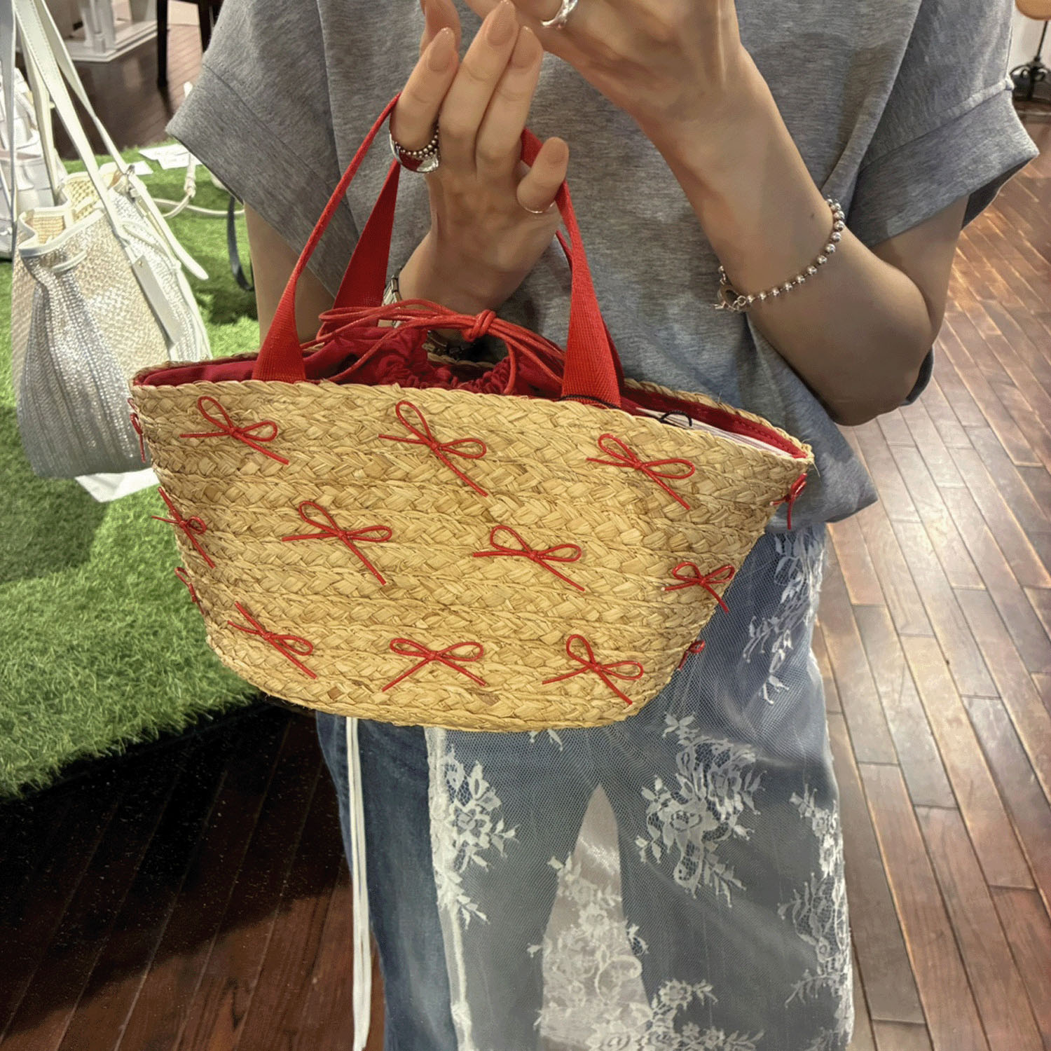 kakatoo ラフィアブレードリボンバッグ - 画像4