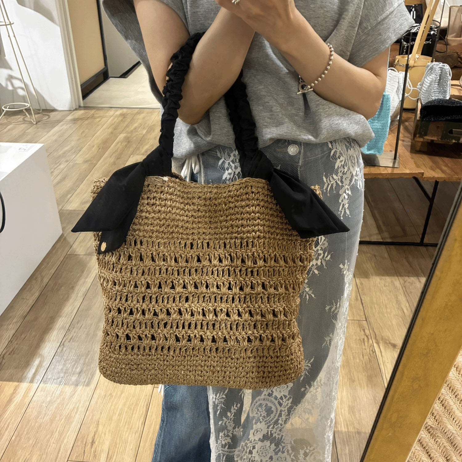 cachecache ラフィアブレードリボンバッグ - 画像2