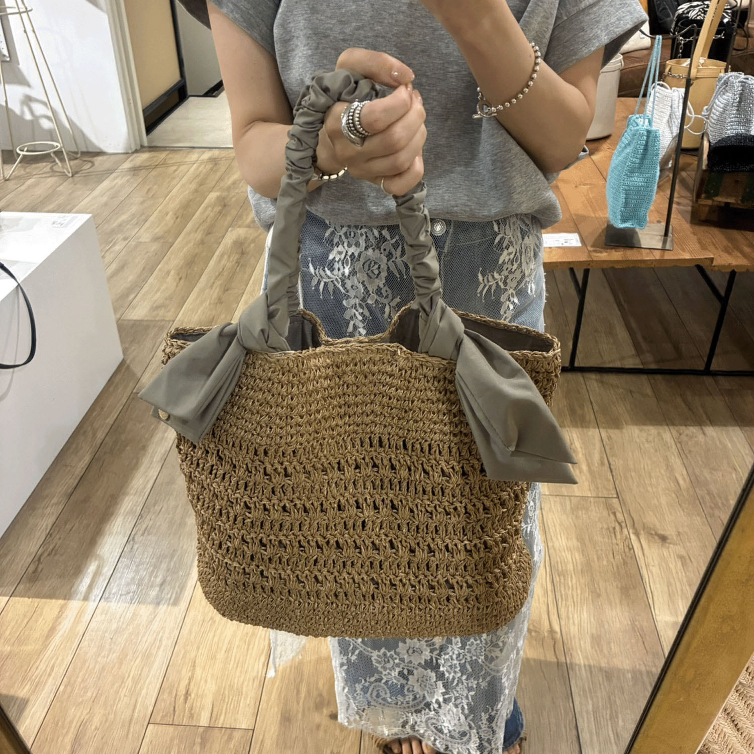 【Insta Live】cachecache ラフィアブレードリボンバッグ - 画像4