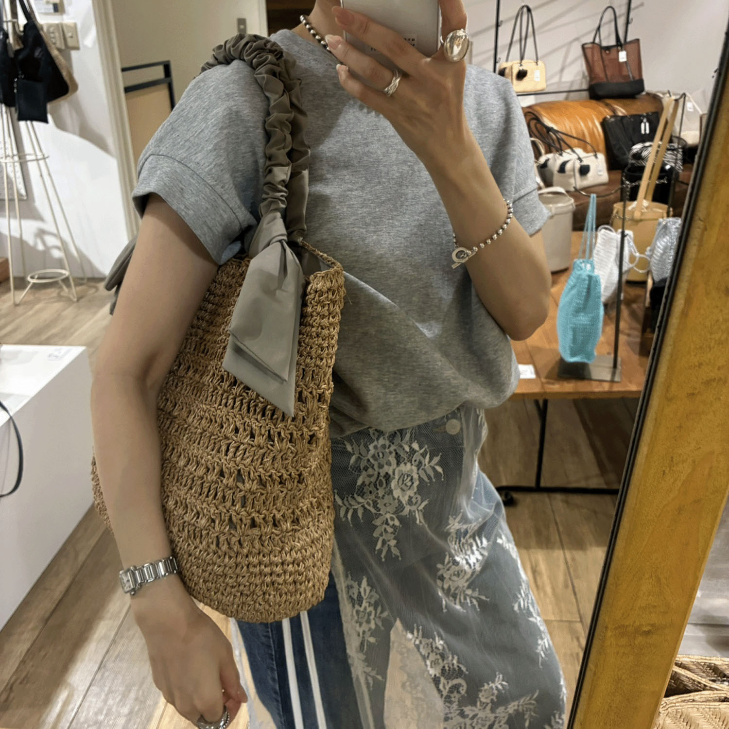 【Insta Live】cachecache ラフィアブレードリボンバッグ - 画像6