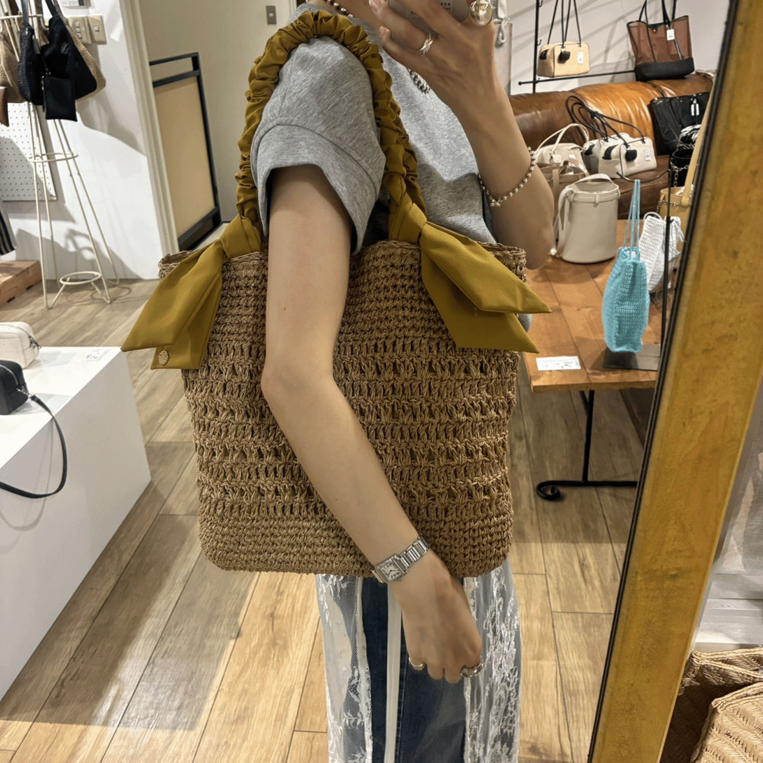 【Insta Live】cachecache ラフィアブレードリボンバッグ - 画像9
