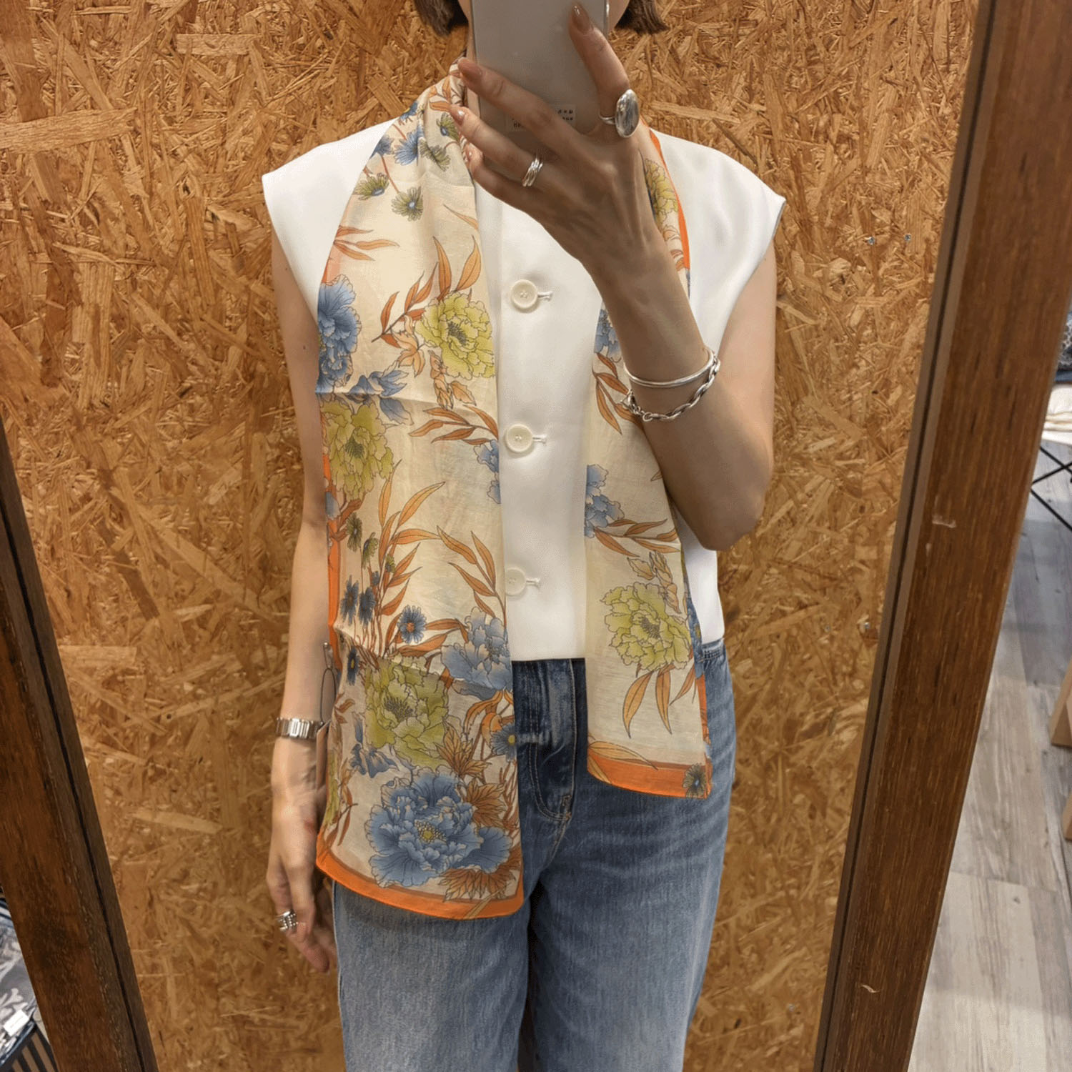 スタークラフト レトロ風花柄細幅スカーフ - 画像3