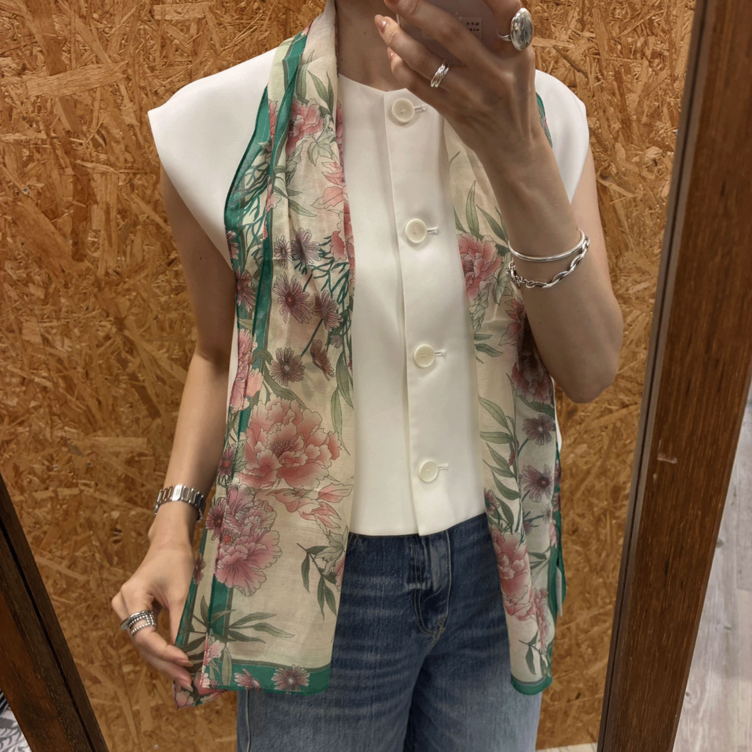 スタークラフト レトロ風花柄細幅スカーフ - 画像7