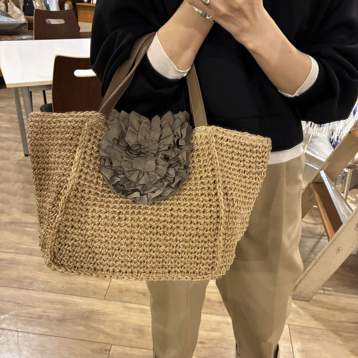 cachecache フリルフラップスクエアトート