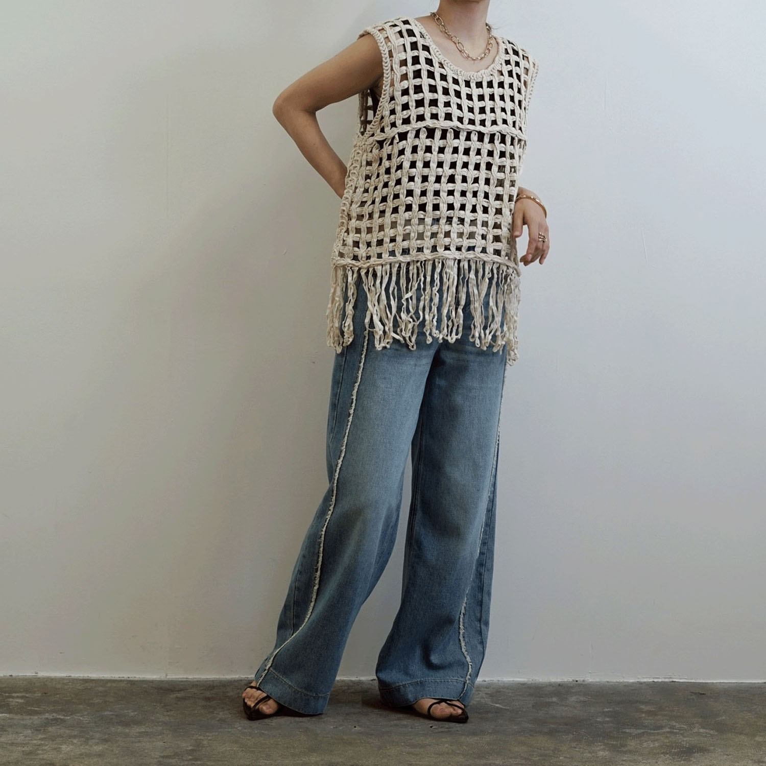 SEVEN SENSE メッシュノースリーブトップス - 画像6