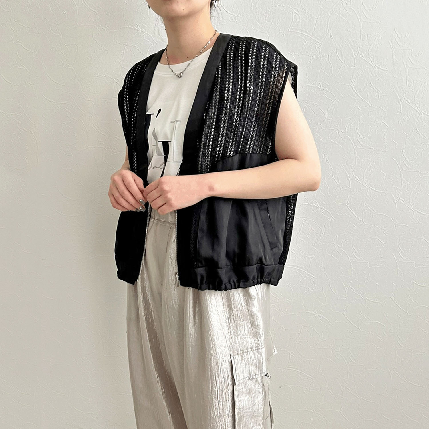 【InstaLive】LHELBIE（レルビエ） ストライプメッシュジレ - 画像11