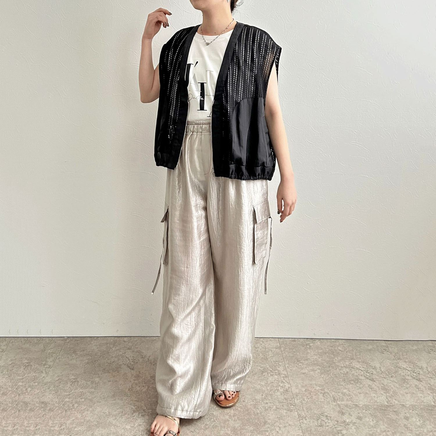 【InstaLive】LHELBIE（レルビエ） ストライプメッシュジレ - 画像8