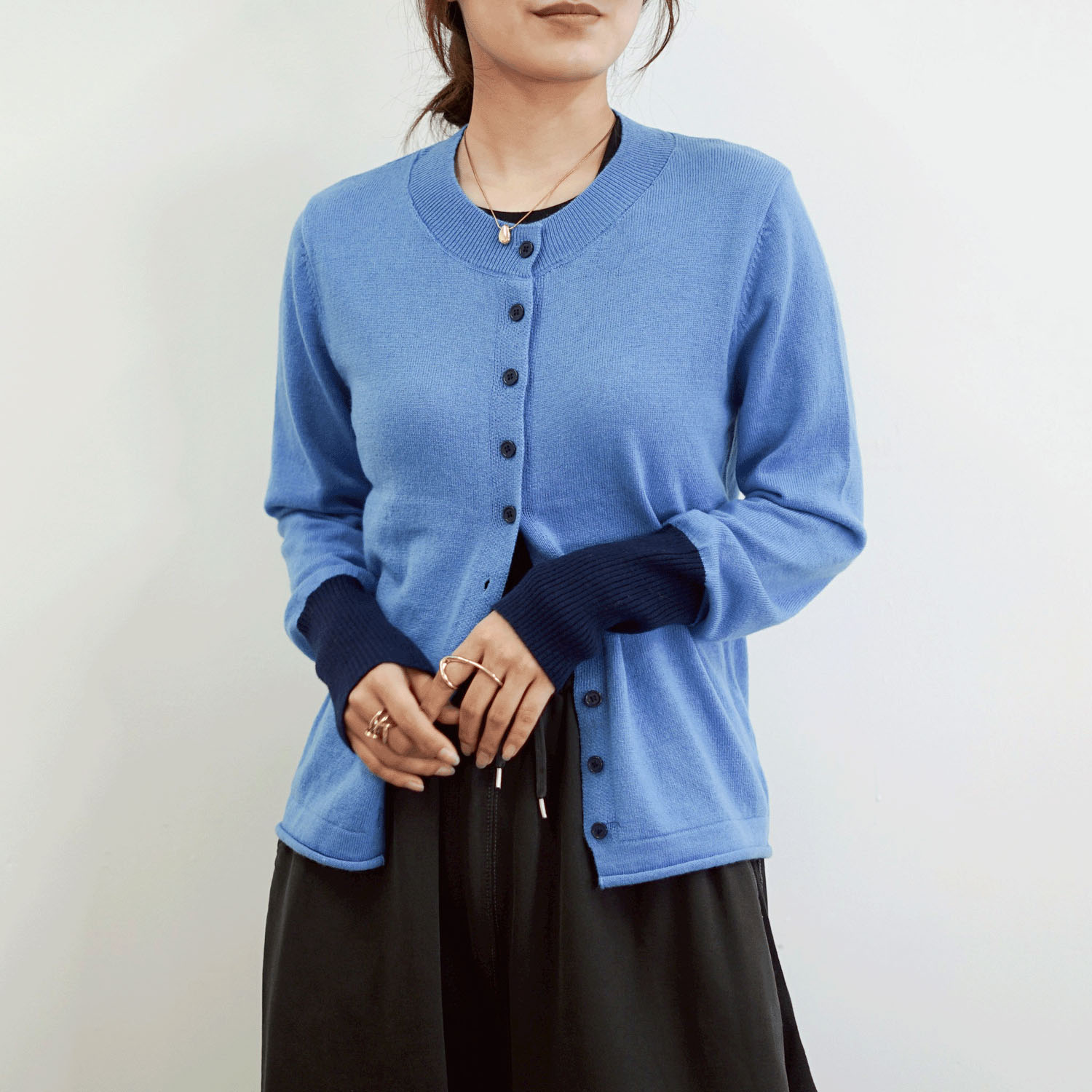 SEVEN SENSE バイカラーニットカーディガン - 画像3