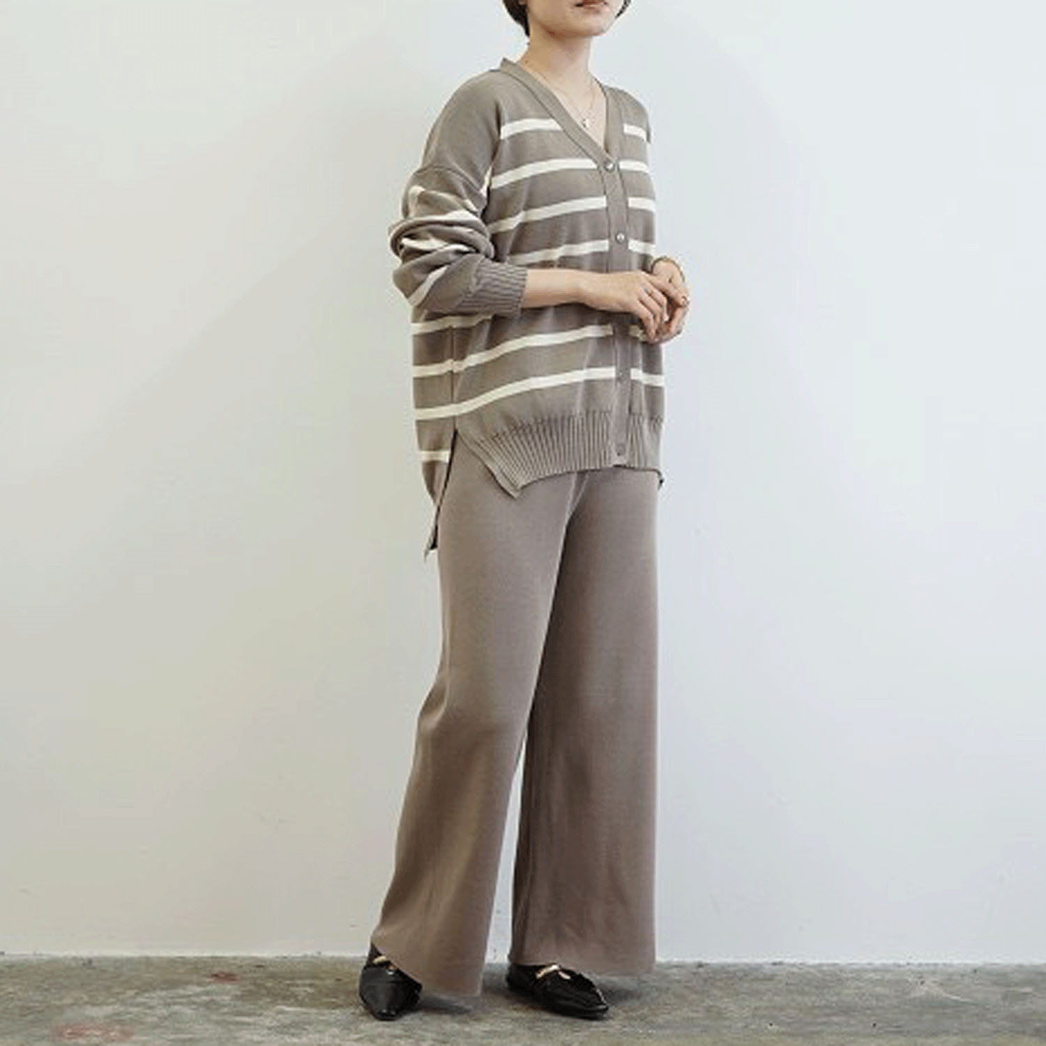 SEVEN SENSE ボーダーカーディガンとパンツのセット - 画像2