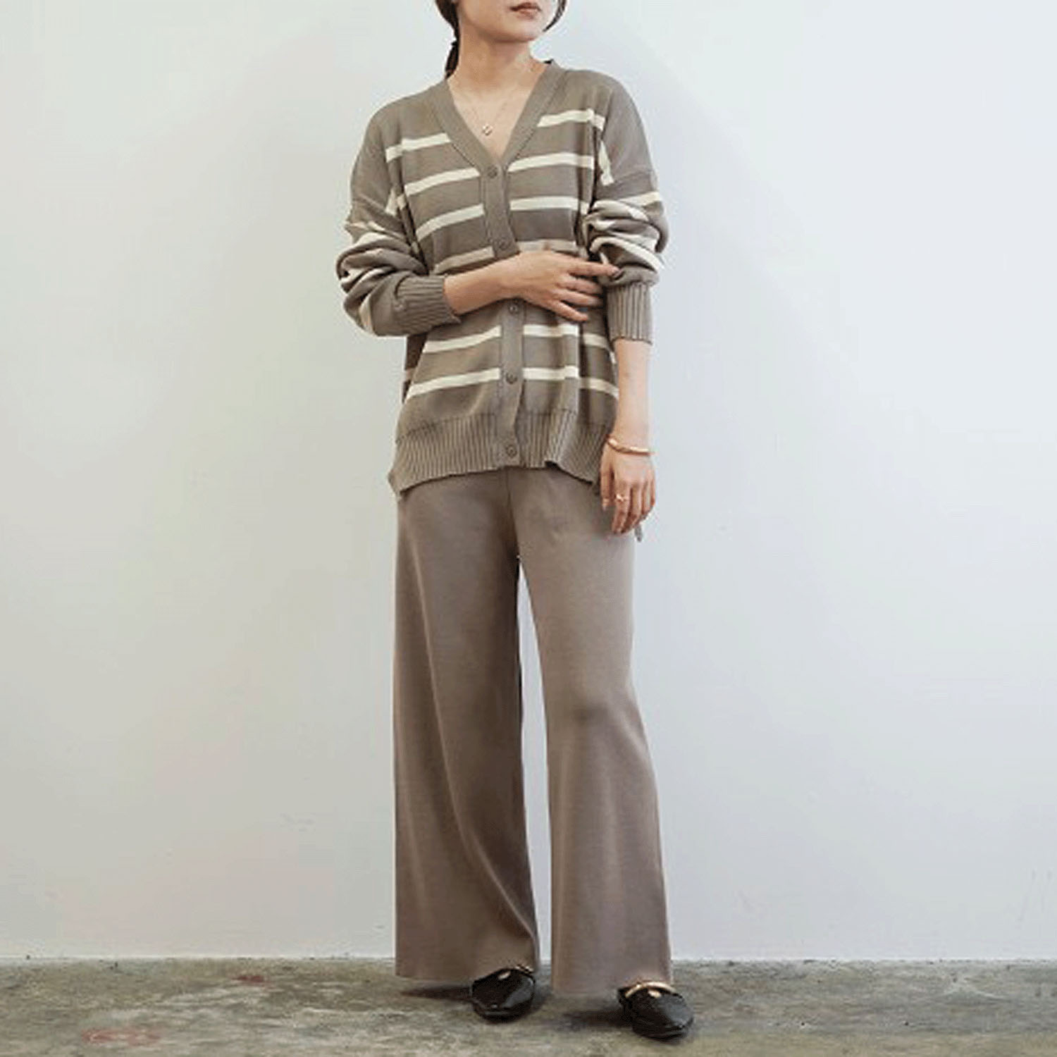 SEVEN SENSE ボーダーカーディガンとパンツのセット