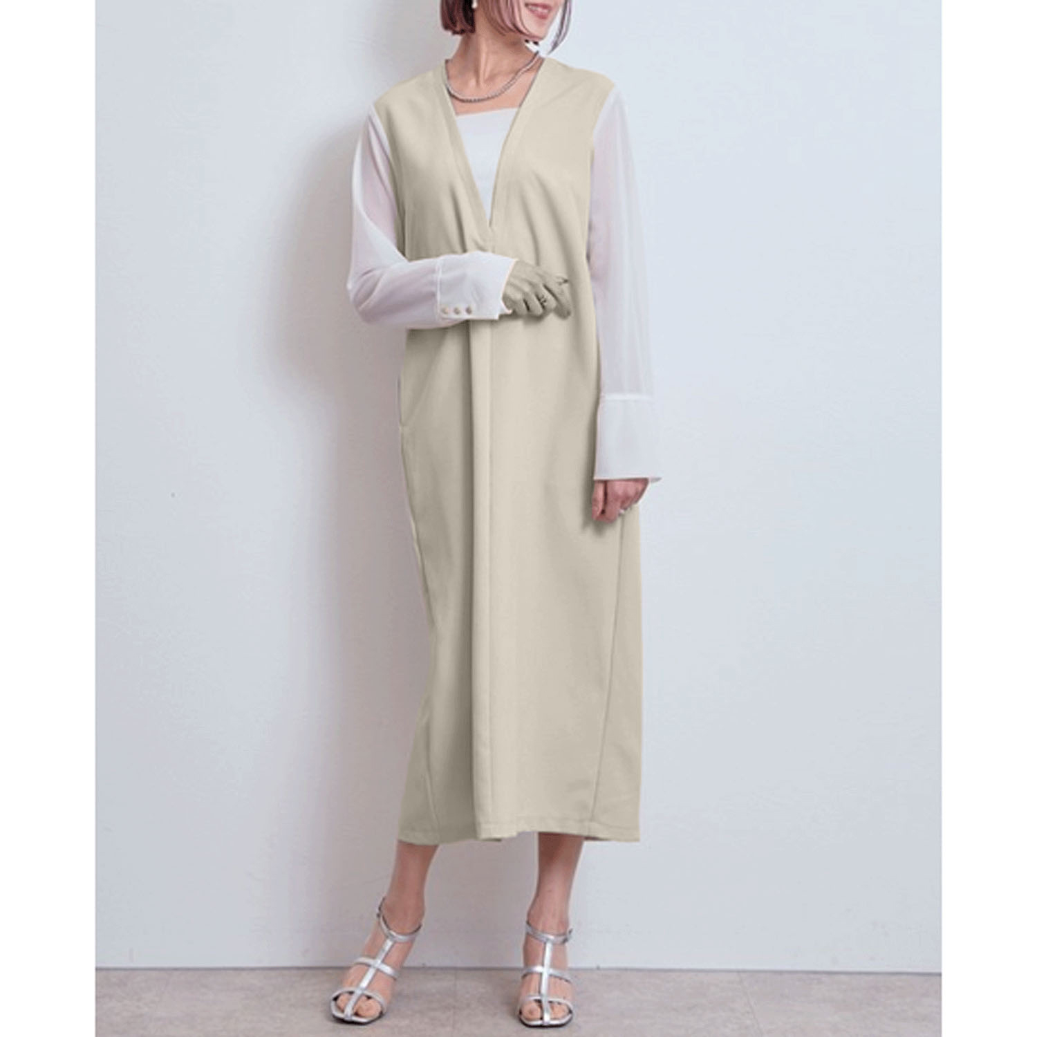 【Insta Live】 LHELBIE  シアースリーブワンピース - 画像9