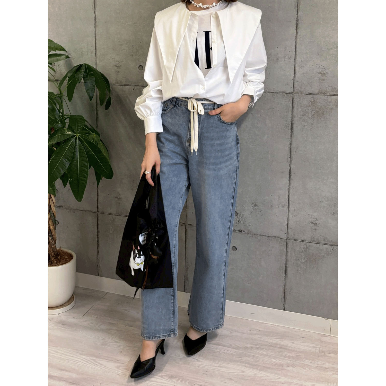 ROSIEE ソフトな風合いフロッキープリントTシャツ - 画像10