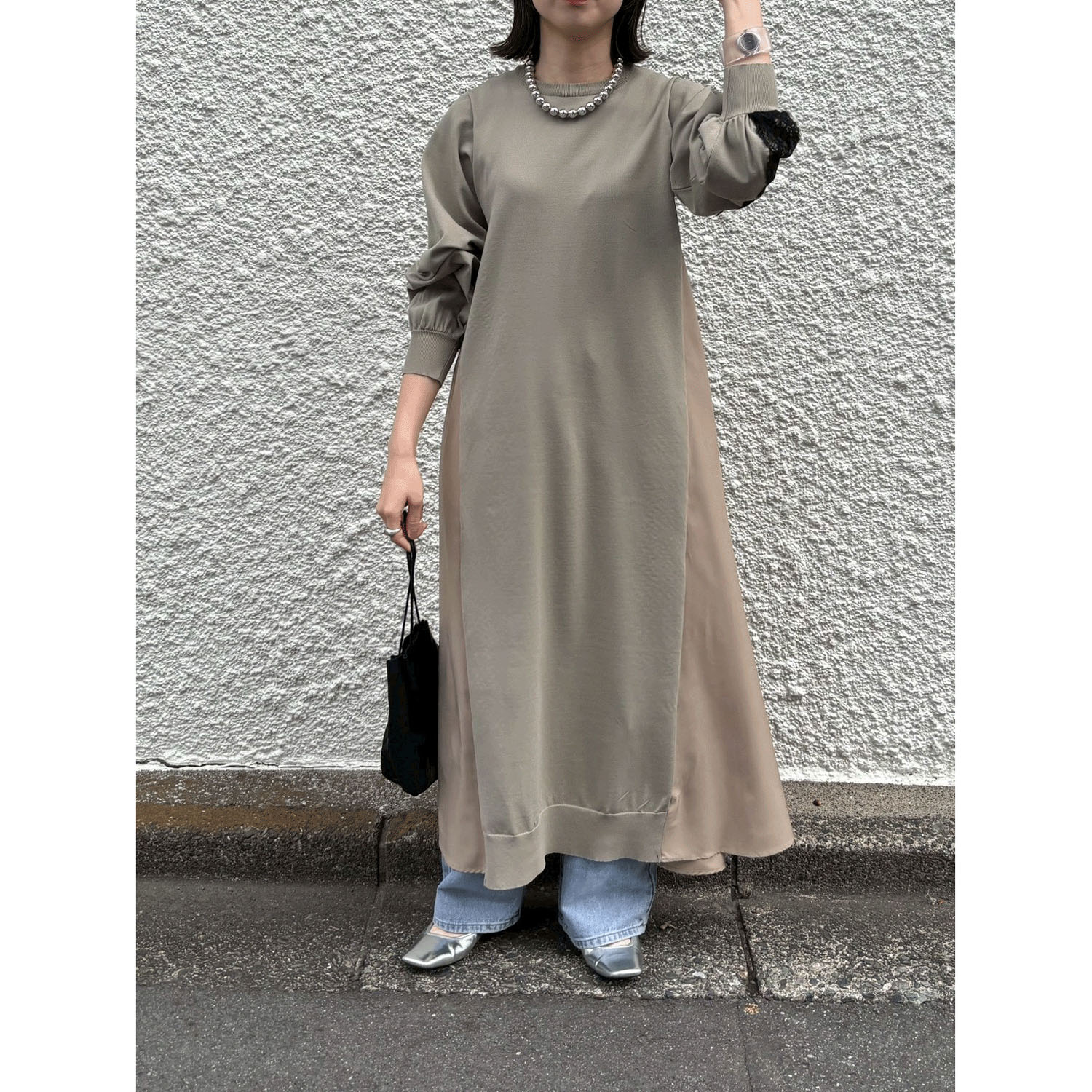 【Insta Live】ROSIEE 後レースライン布帛ニットワンピース - 画像25