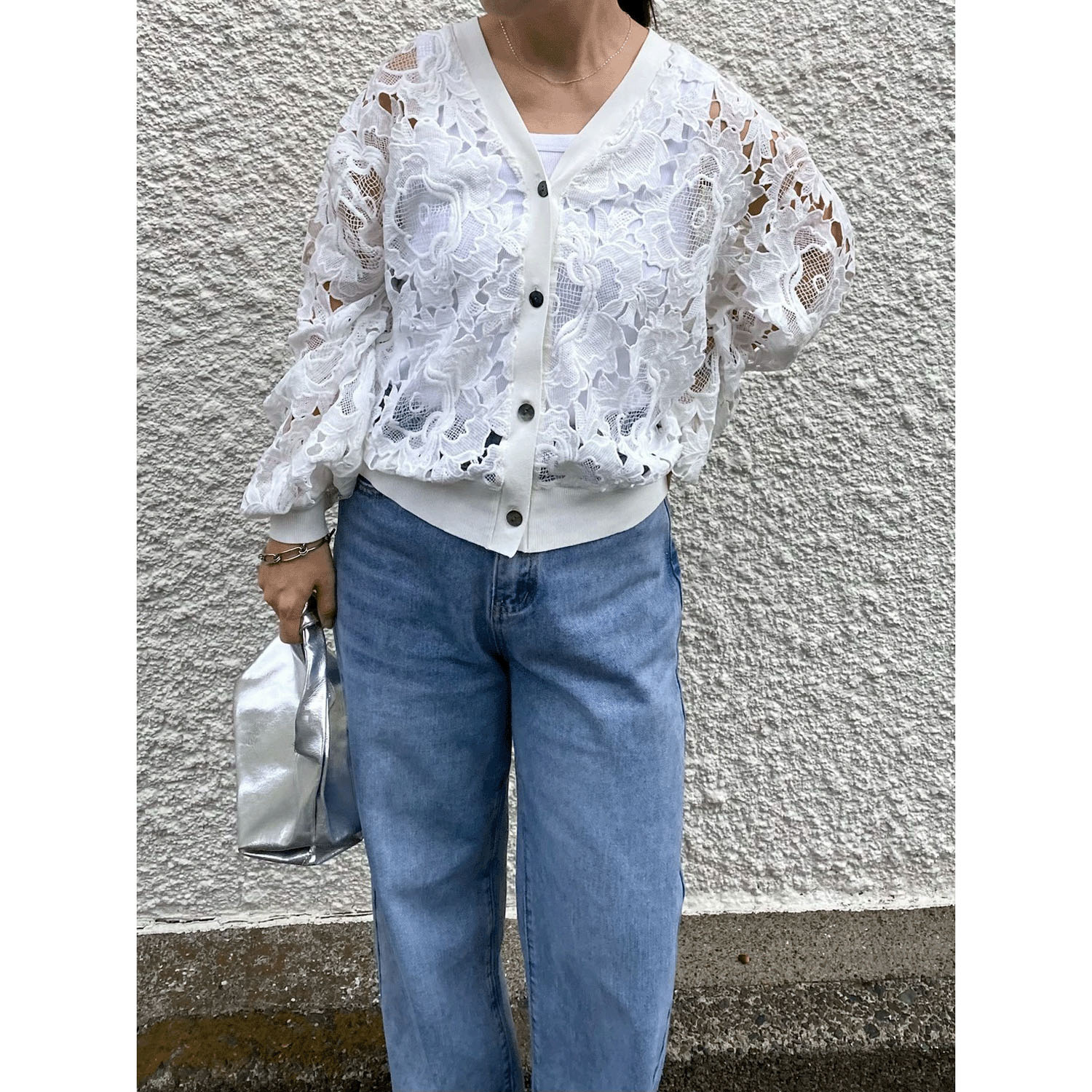 ROSIEE レースチュールドッキングカーディガン - 画像2