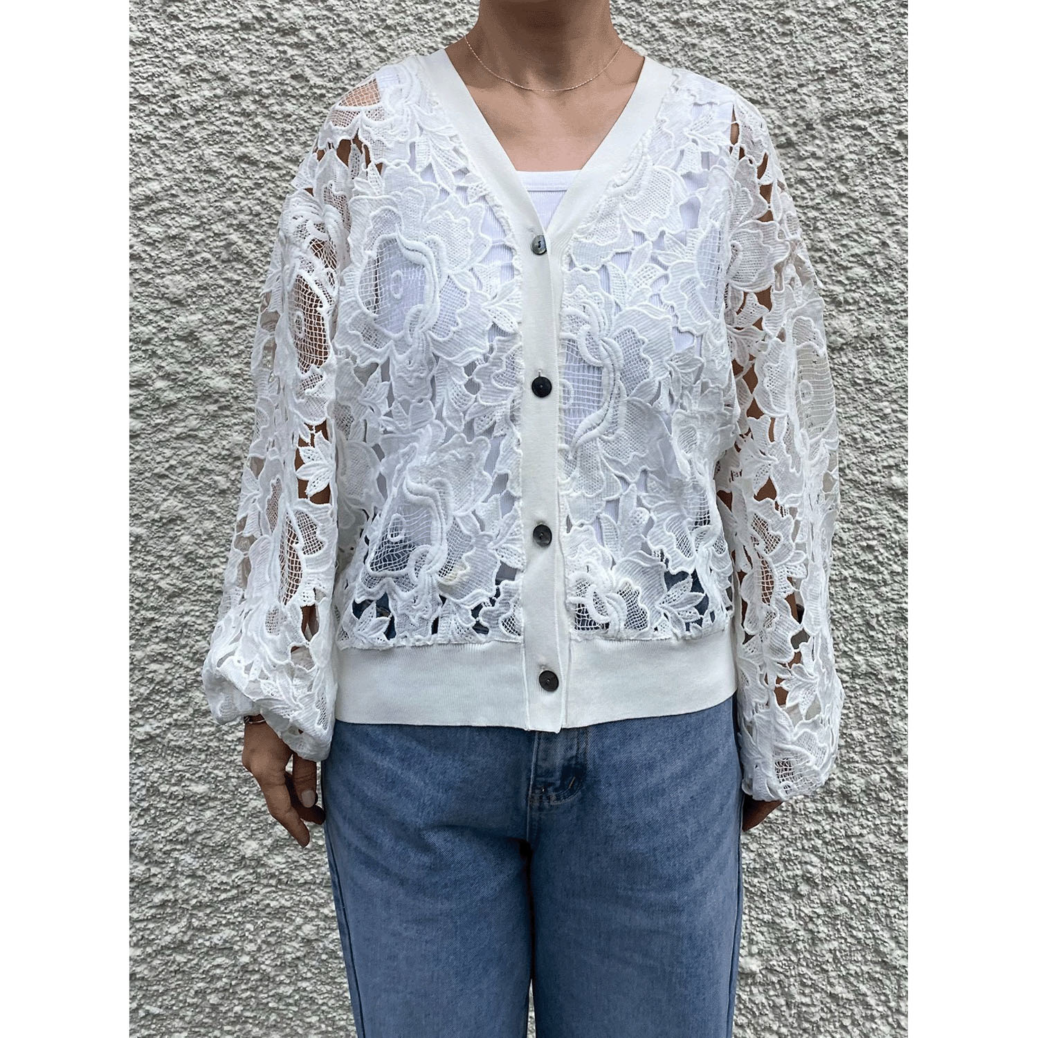 ROSIEE レースチュールドッキングカーディガン - 画像3