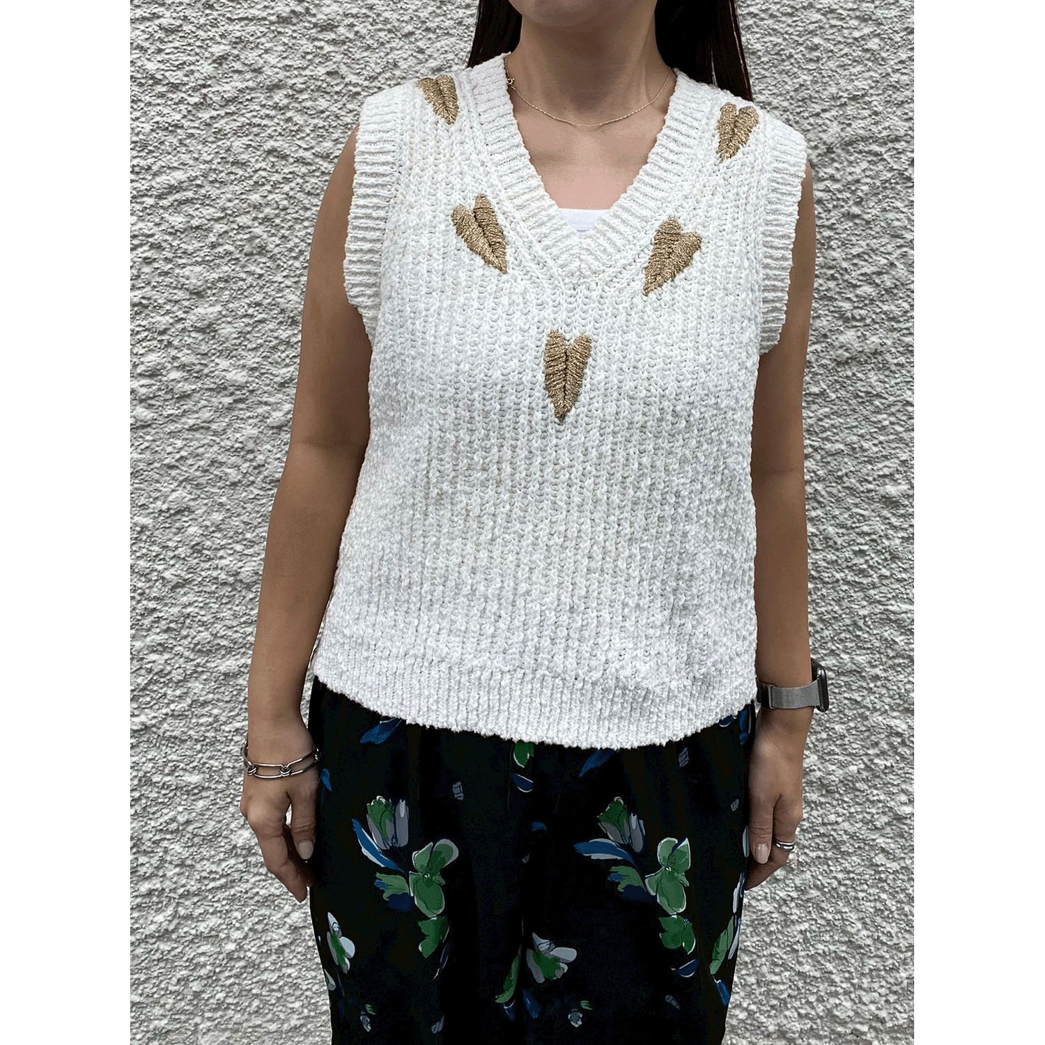 ROSIEE ハート刺繍スラブニットベスト - 画像5