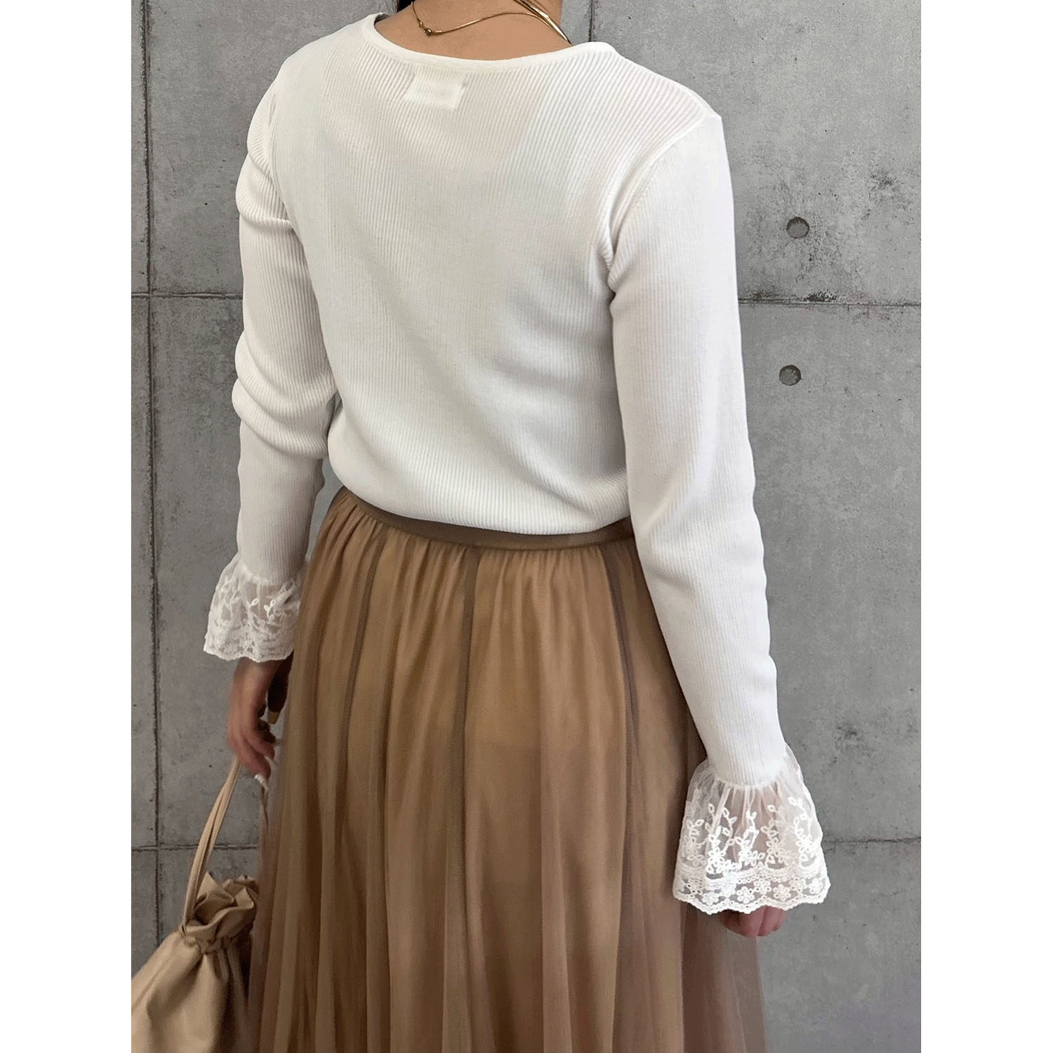 ROSIEE 袖レースリブニット - 画像5