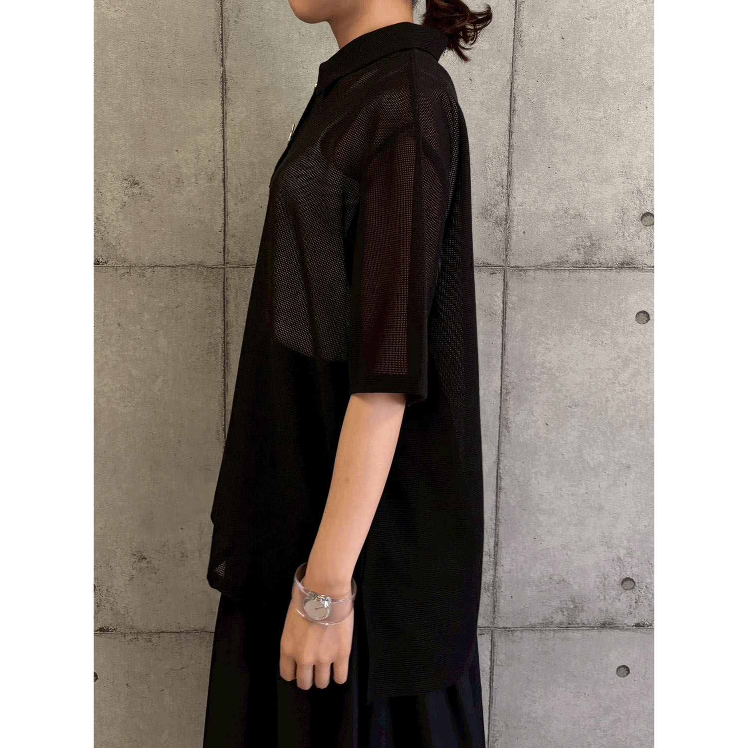 ROSIEE ニュアンス釦メッシュBIGシャツ - 画像11