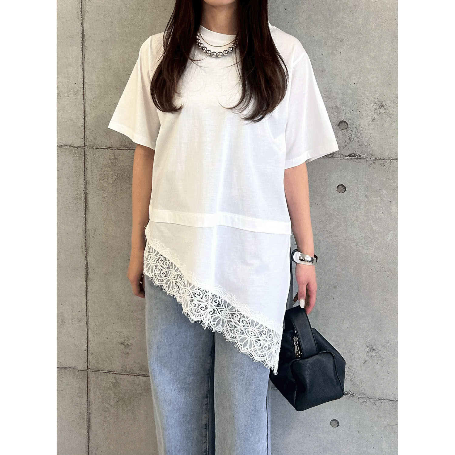 ROSIEE 裾レースアシメデザインTOPS - 画像2