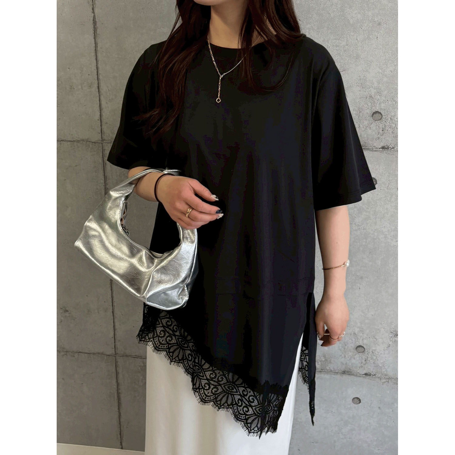 ROSIEE 裾レースアシメデザインTOPS