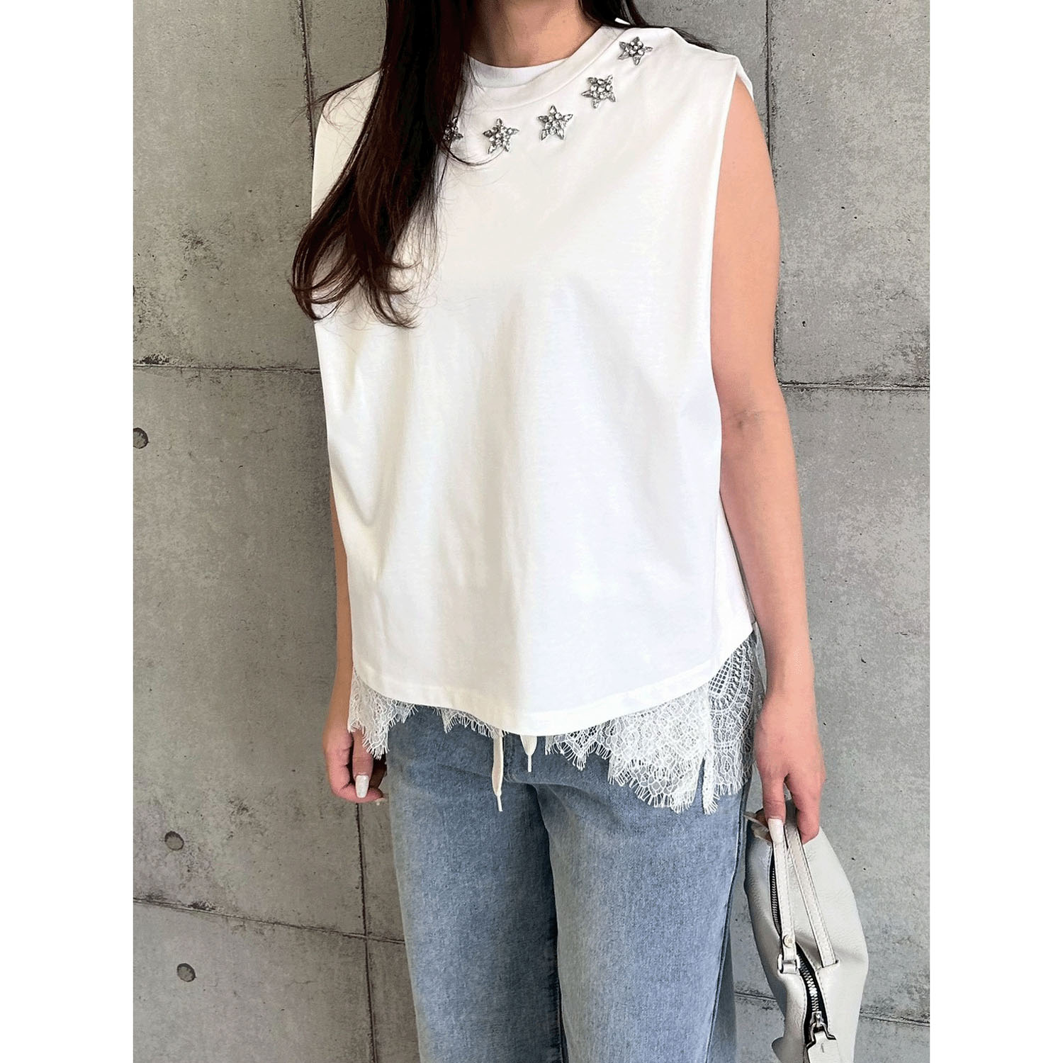 ROSIEE 星ビジューノースリーブTシャツ - 画像3