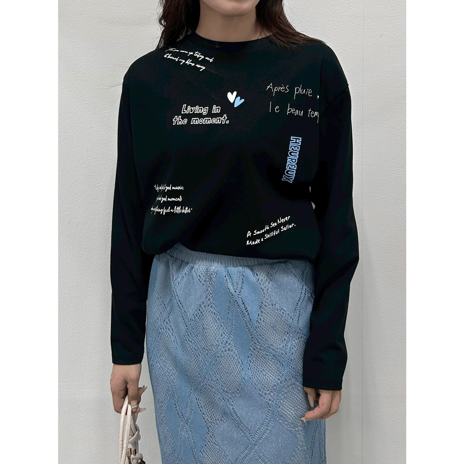 ROSIEE レタリングプリントロングTシャツ