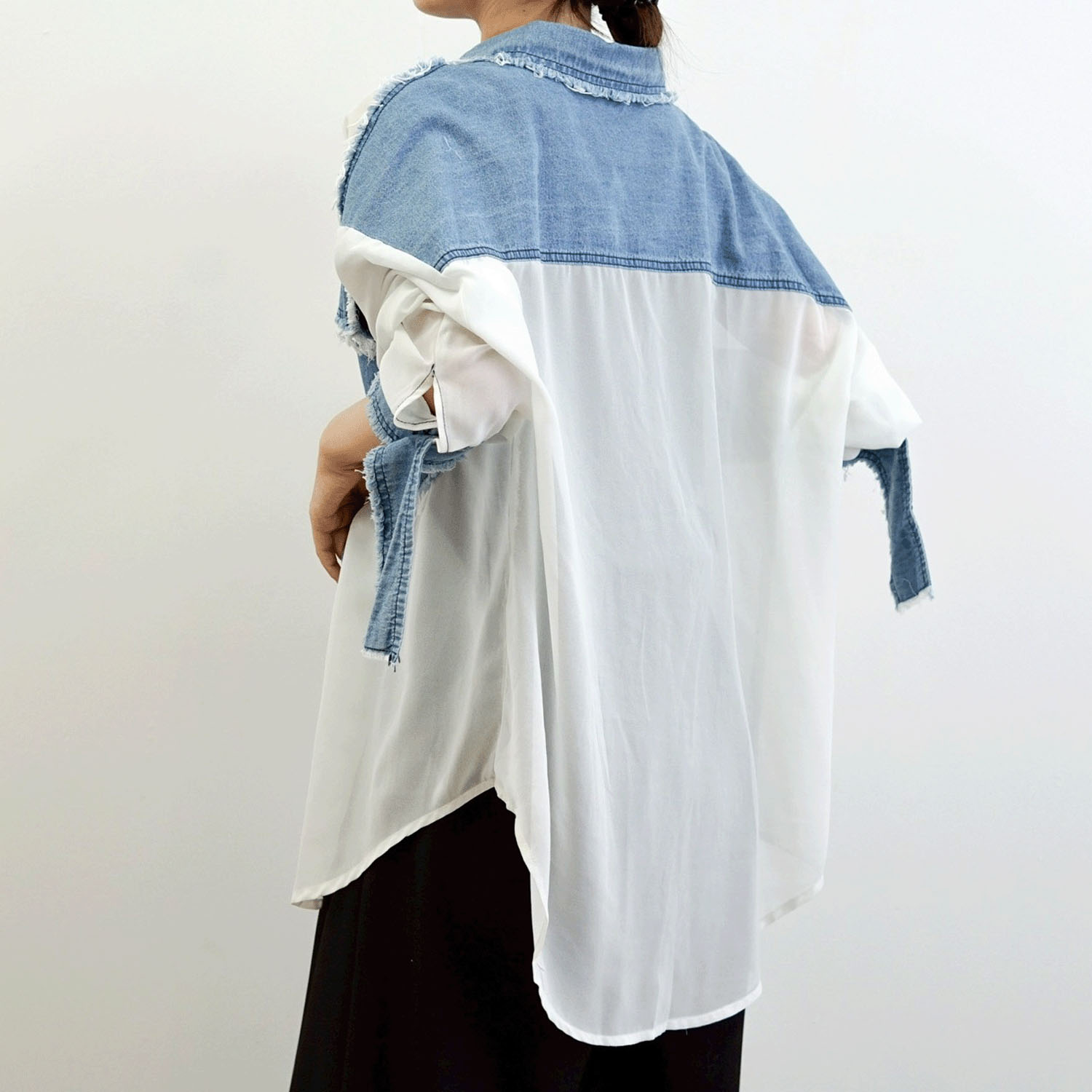 SEVEN SENSE デニム切替シアーシャツ - 画像9