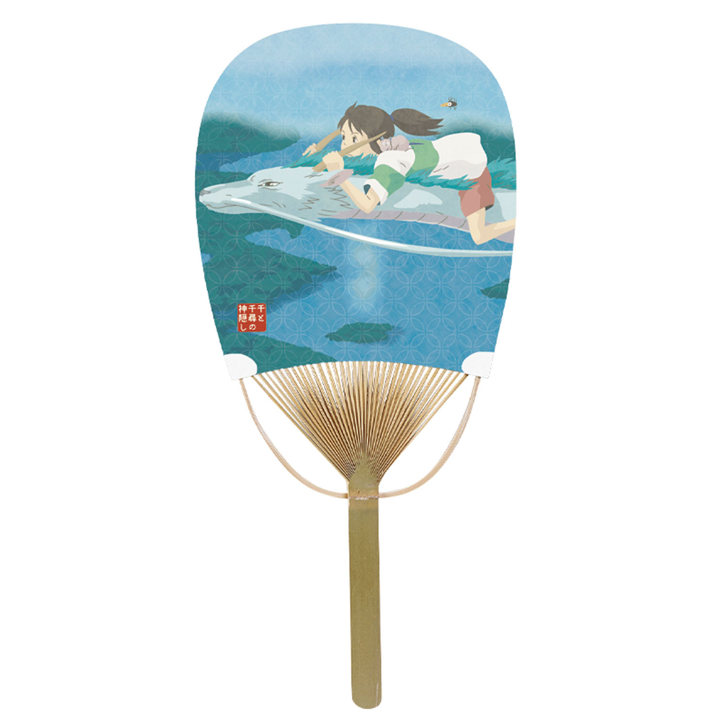 千と千尋の神隠し 竹うちわ小判型 ハクに乗って