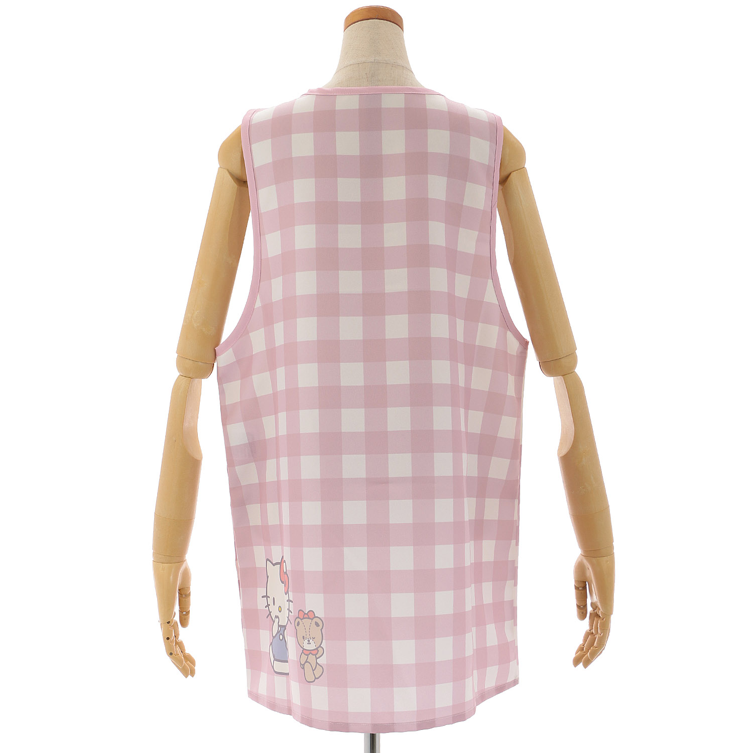 サンリオ ハローキティ 転写脇ボタンエプロン ピンク - 画像2