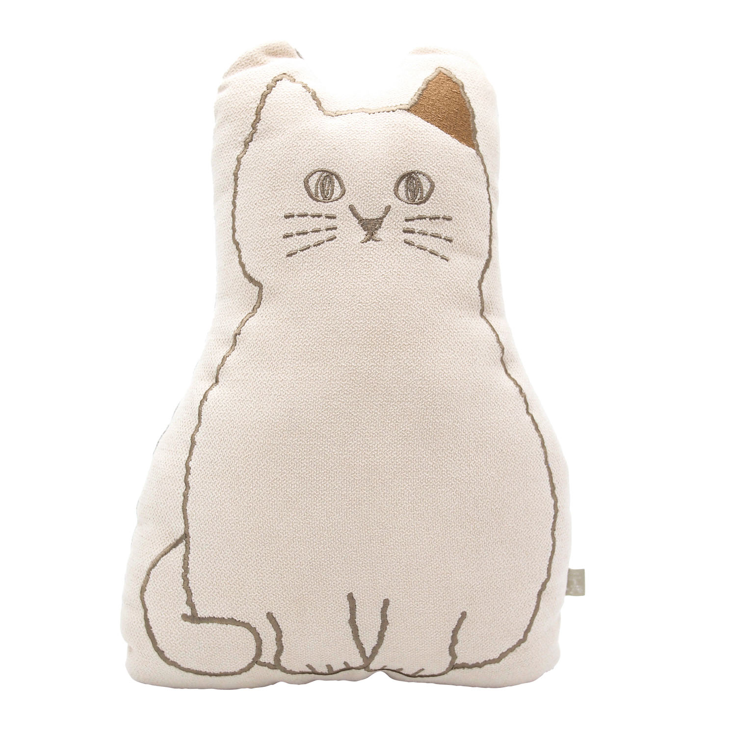 にゃふにゃふ 刺しゅう繍ダイカットクッション アイボリー