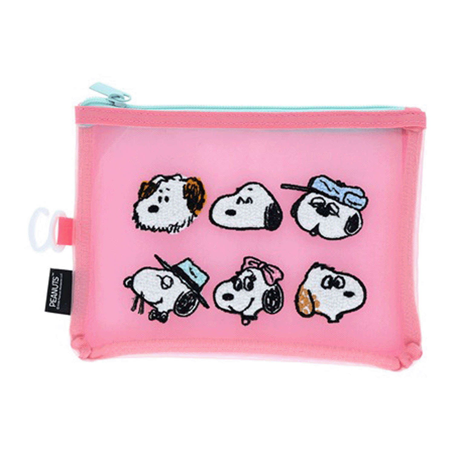 ピーナッツ スヌーピー＆シブリングス サガラ刺繍メッシュポーチ ピンク