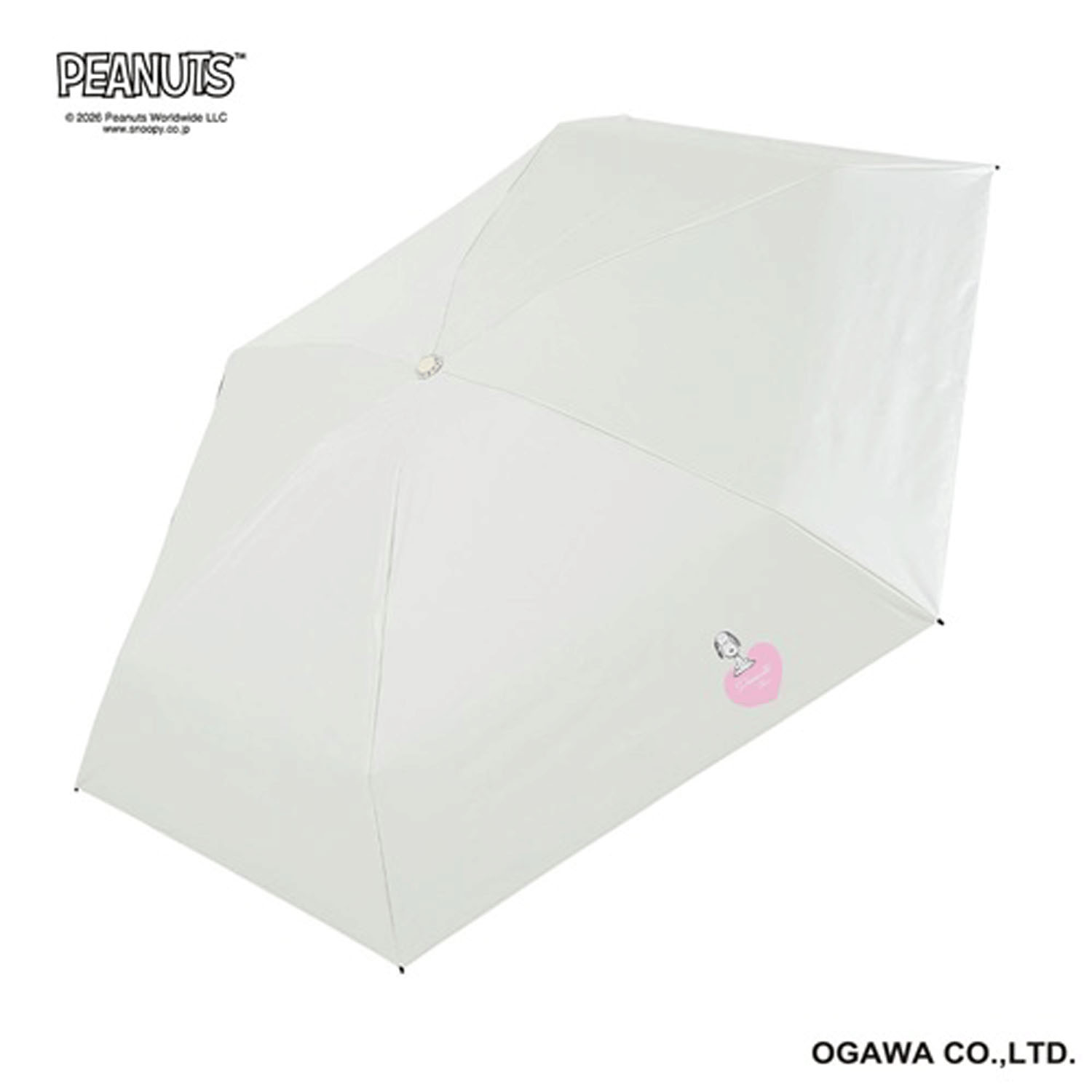 ピーナッツ スヌーピー 晴雨兼用折りたたみ傘 ホワイト・ハート