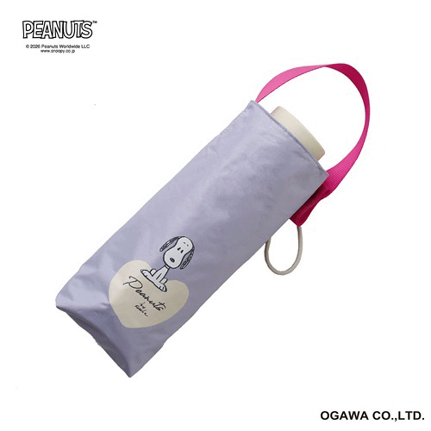 ピーナッツ スヌーピー 晴雨兼用折りたたみ傘 パープル・ハート - 画像3