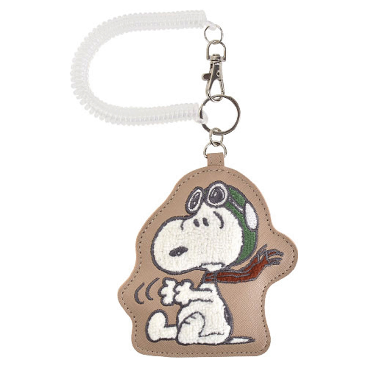 スヌーピー ダイカット刺繍パスケース ベージュ