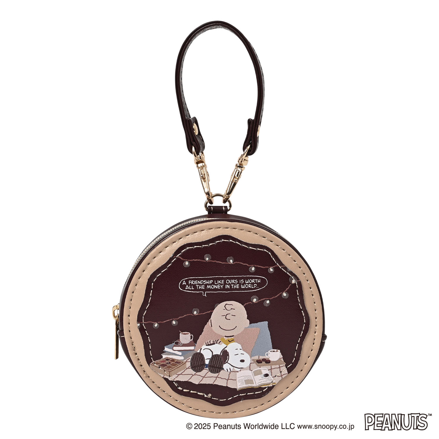 スヌーピー ラウンドマカロンポーチ チョコレート - 画像2