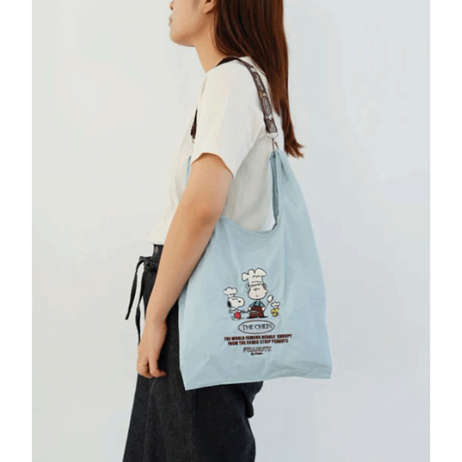 スヌーピー ストラップ付きショッパーバッグ SAX - 画像6