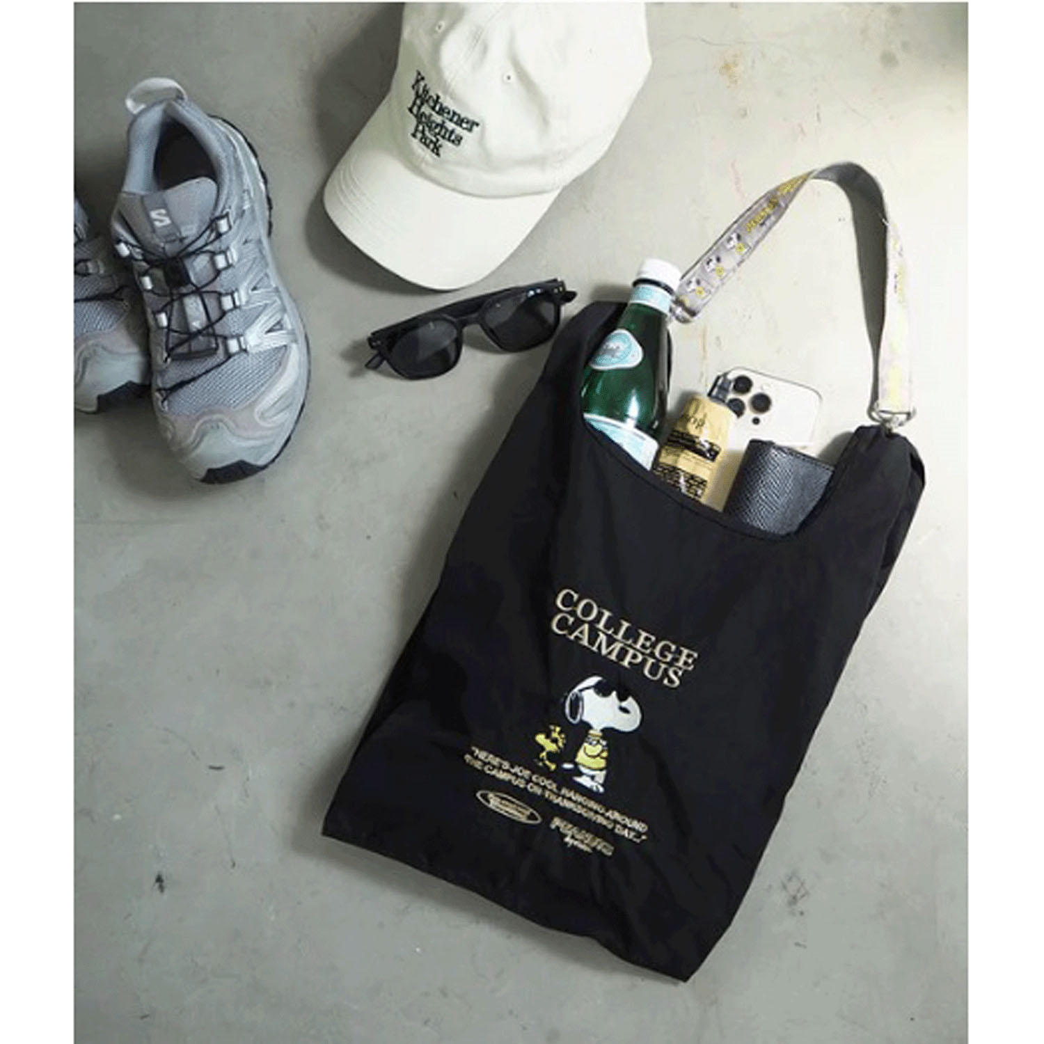 スヌーピー ストラップ付きショッパーバッグ BLACK - 画像2