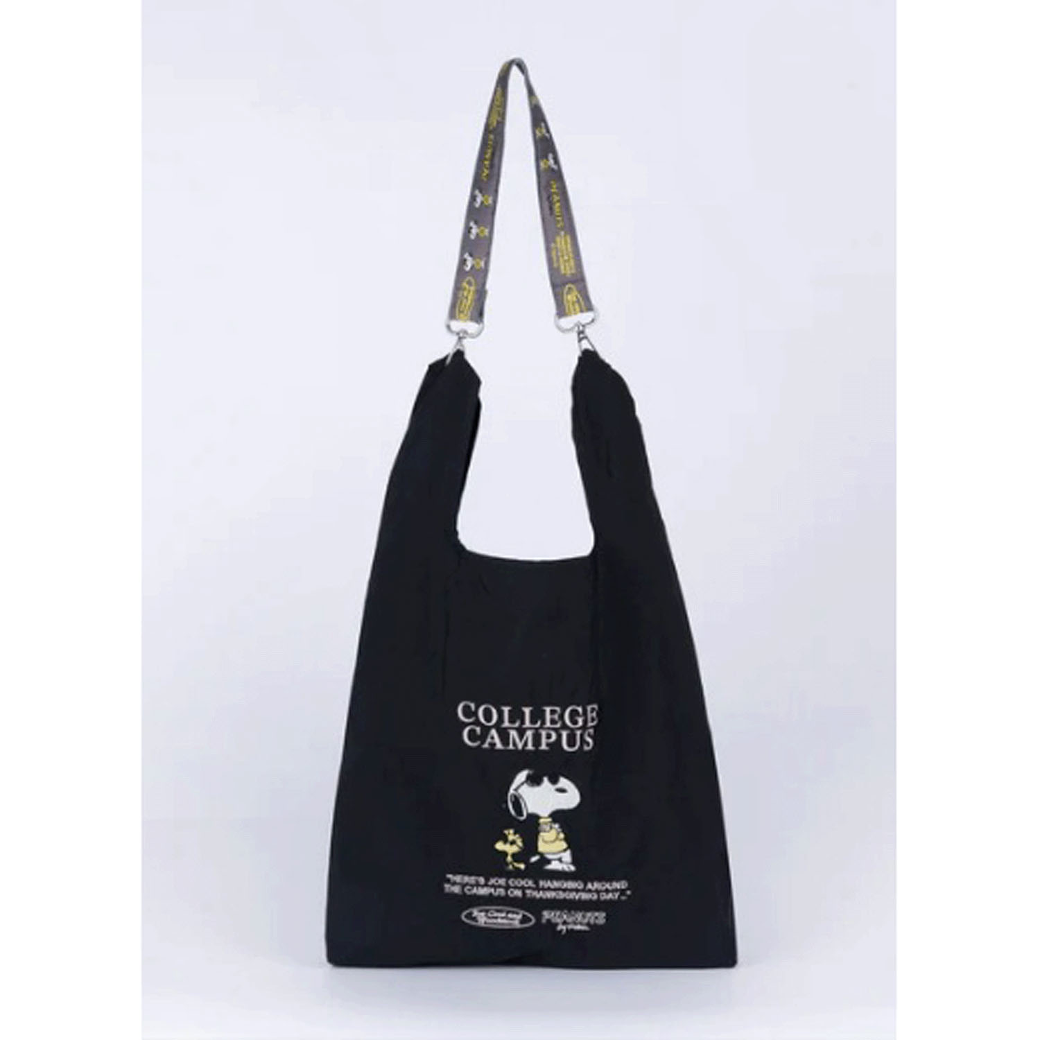 スヌーピー ストラップ付きショッパーバッグ BLACK