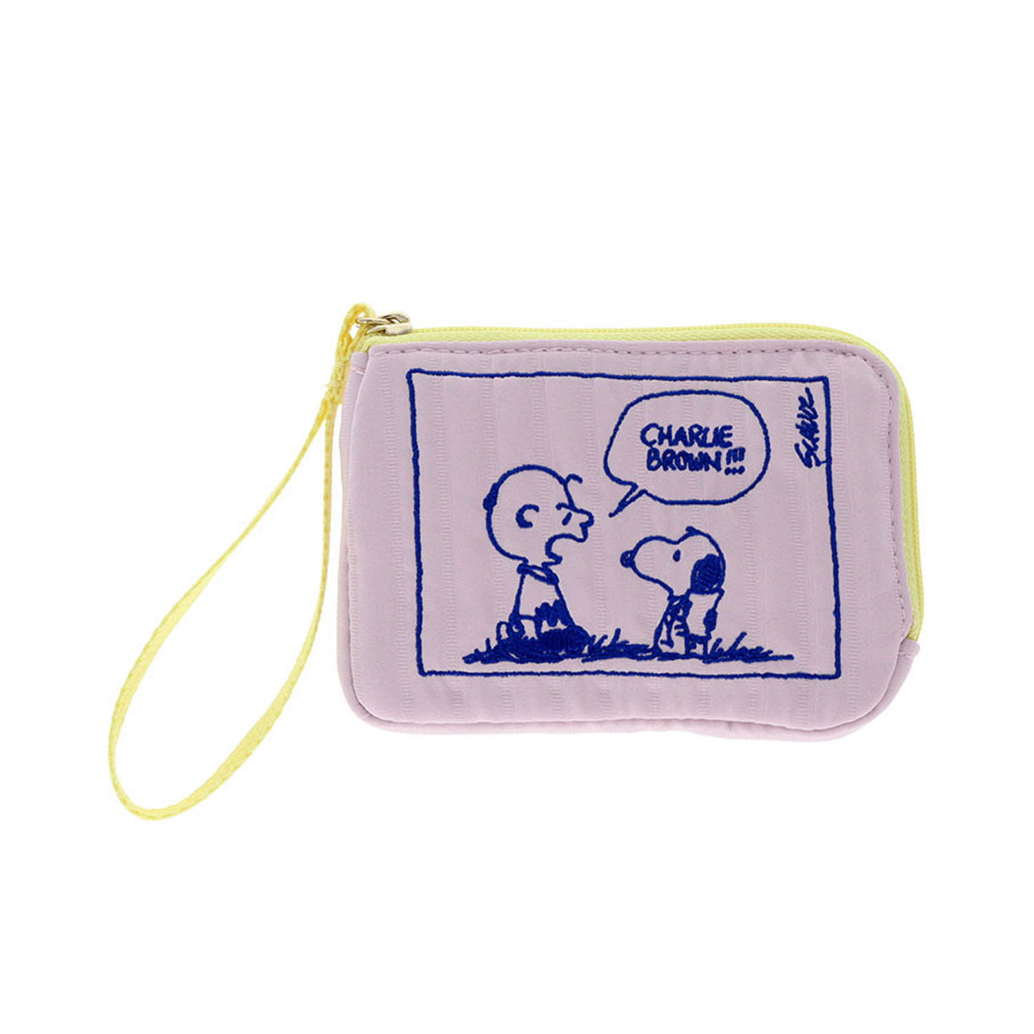 刺繍フラットポーチ PEANUTS Favorite Story ピンク