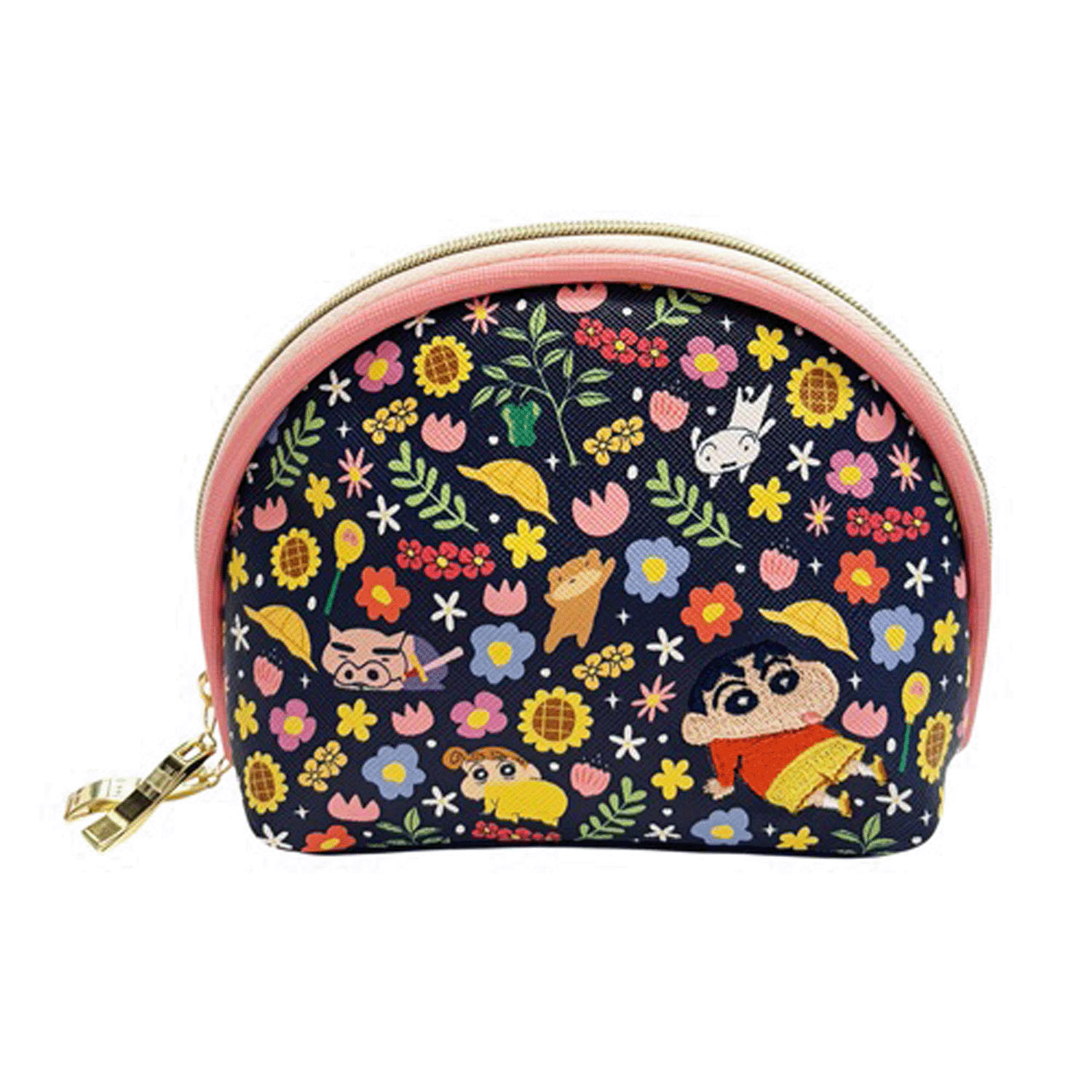 クレヨンしんちゃん シェルポーチ フラワー ネイビー