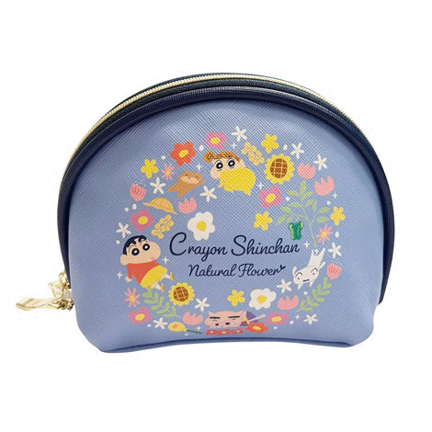 クレヨンしんちゃん シェルポーチ フラワー ブルー