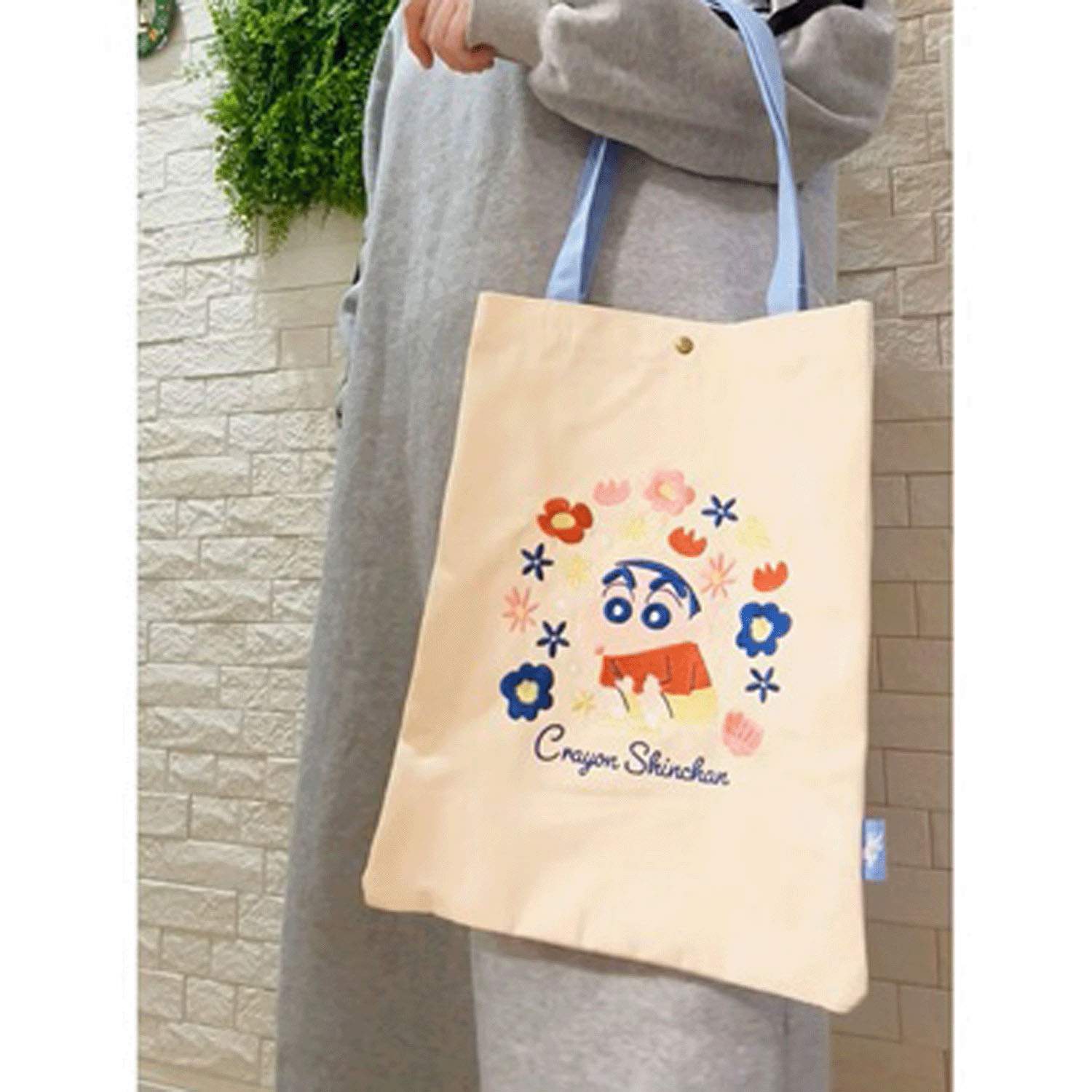 クレヨンしんちゃん 刺繍トートバッグ フラワー ベージュ - 画像5