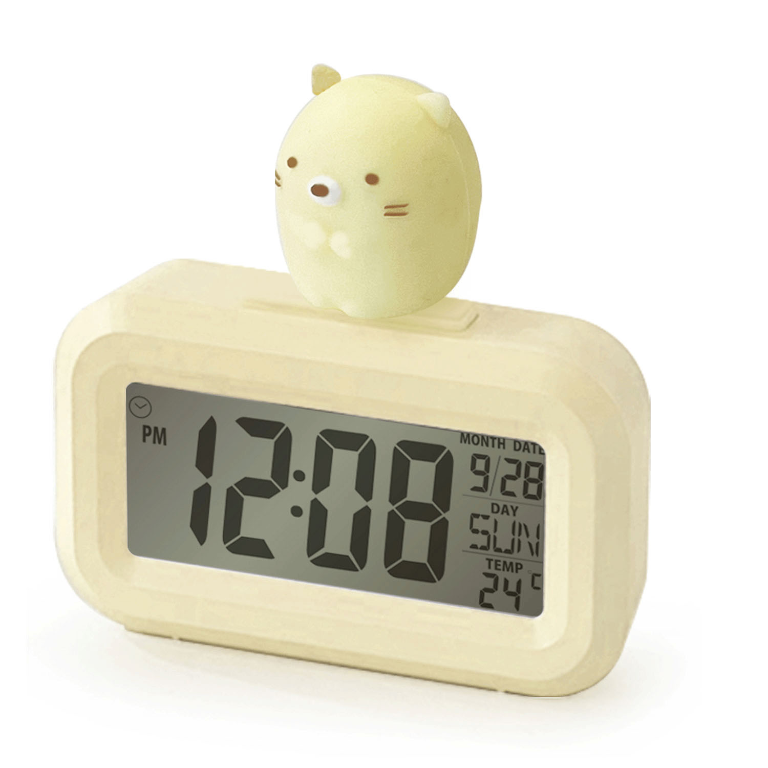 すみっコぐらし 3Dフィギュア付き デジタルクロック ねこ ベージュ