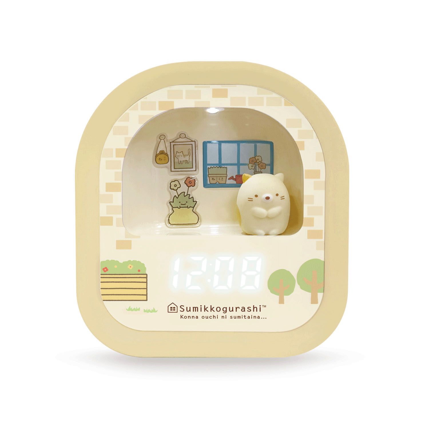 すみっコぐらし 3Dフィギュア LEDライト付き デジタルクロック ねこ ベージュ