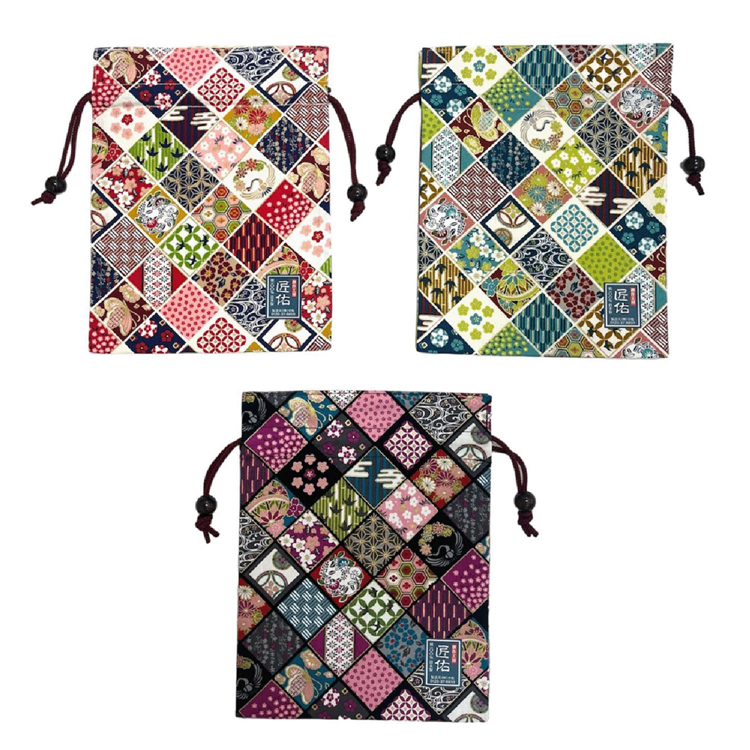 【10－00白、15－00黒・在庫限りで製造終了】平巾着 花