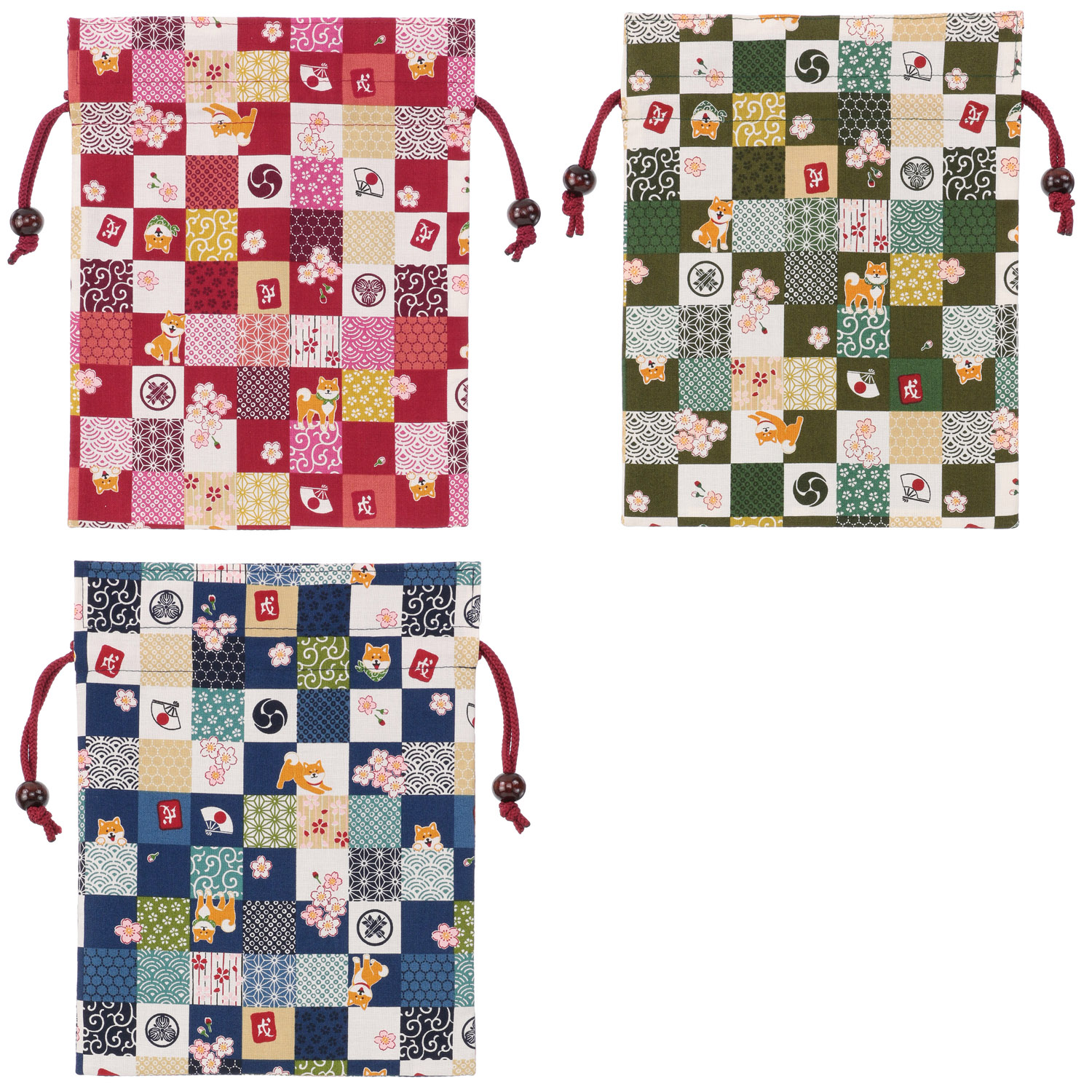 平巾着 市松柴犬 - 画像1